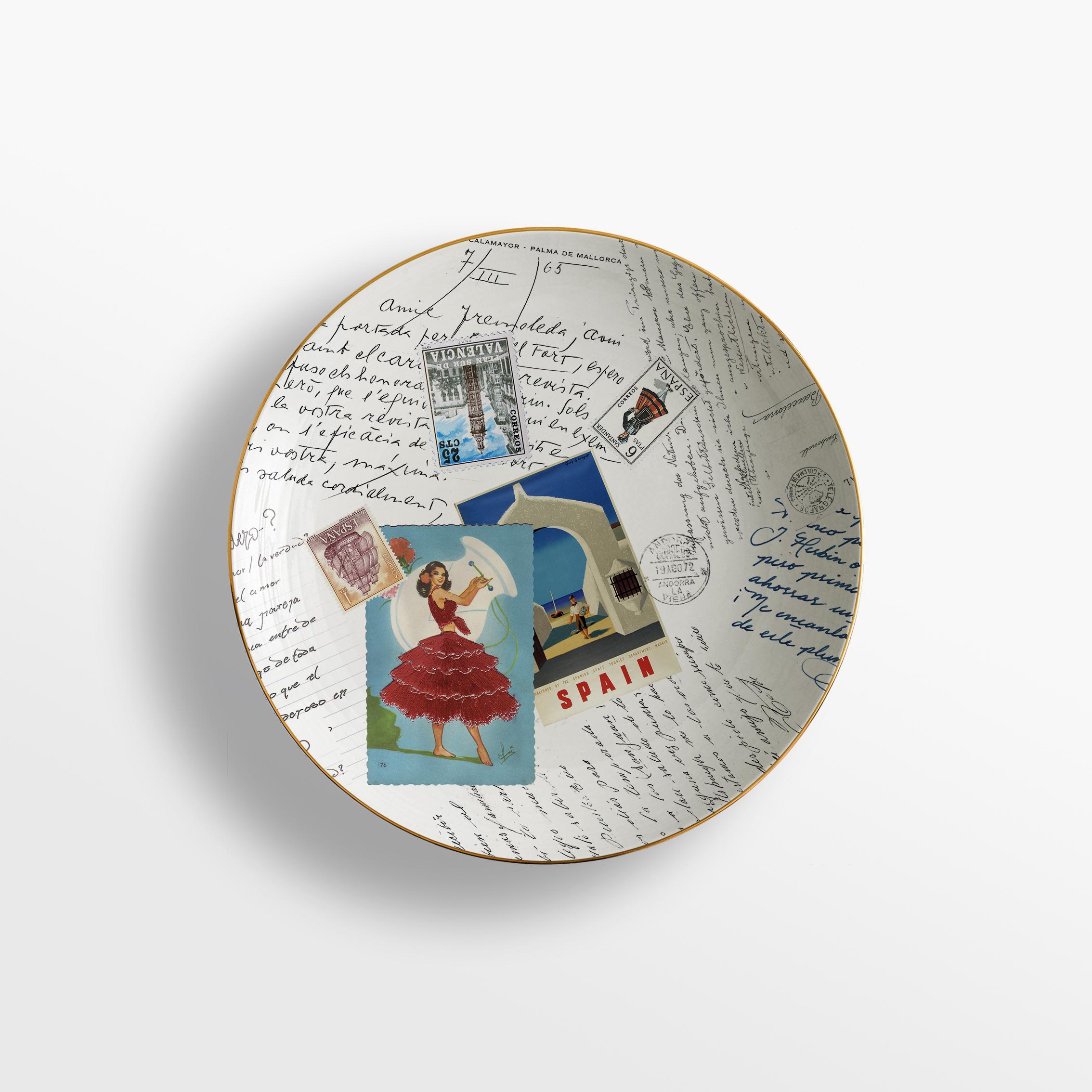 Corrispondenze, Six Contemporary Decorated Porcelain Soup Plates For Sale 1