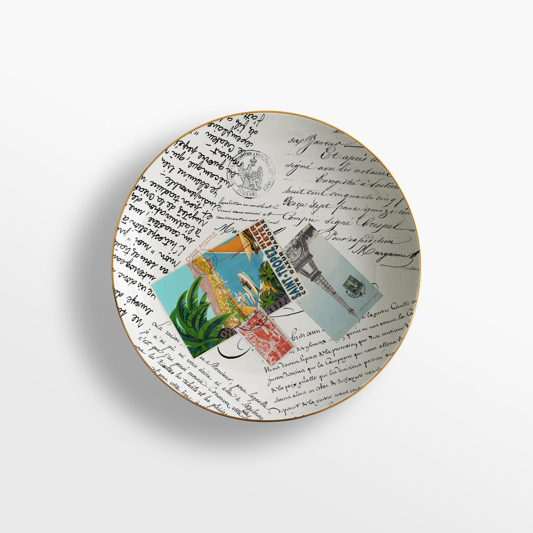 Corrispondenze, Six Contemporary Decorated Porcelain Soup Plates For Sale 3
