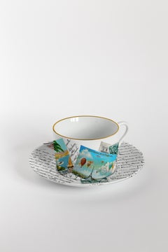 Corrispondenze, Six Contemporary Decorated Tea Cups with Plates