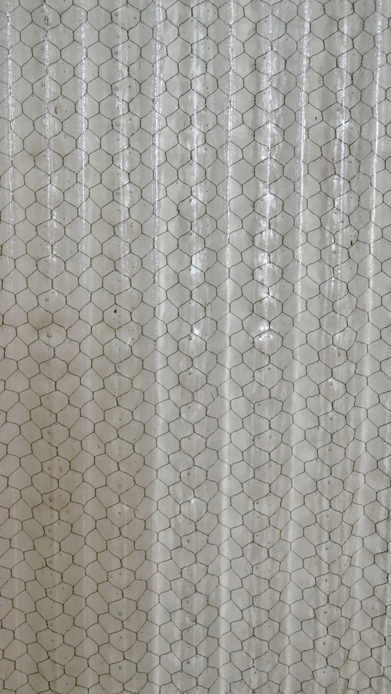 Corrugated Chicken Wire Glass Panels at 1stDibs