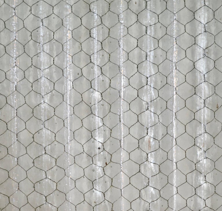Corrugated Chicken Wire Glass Panels at 1stDibs