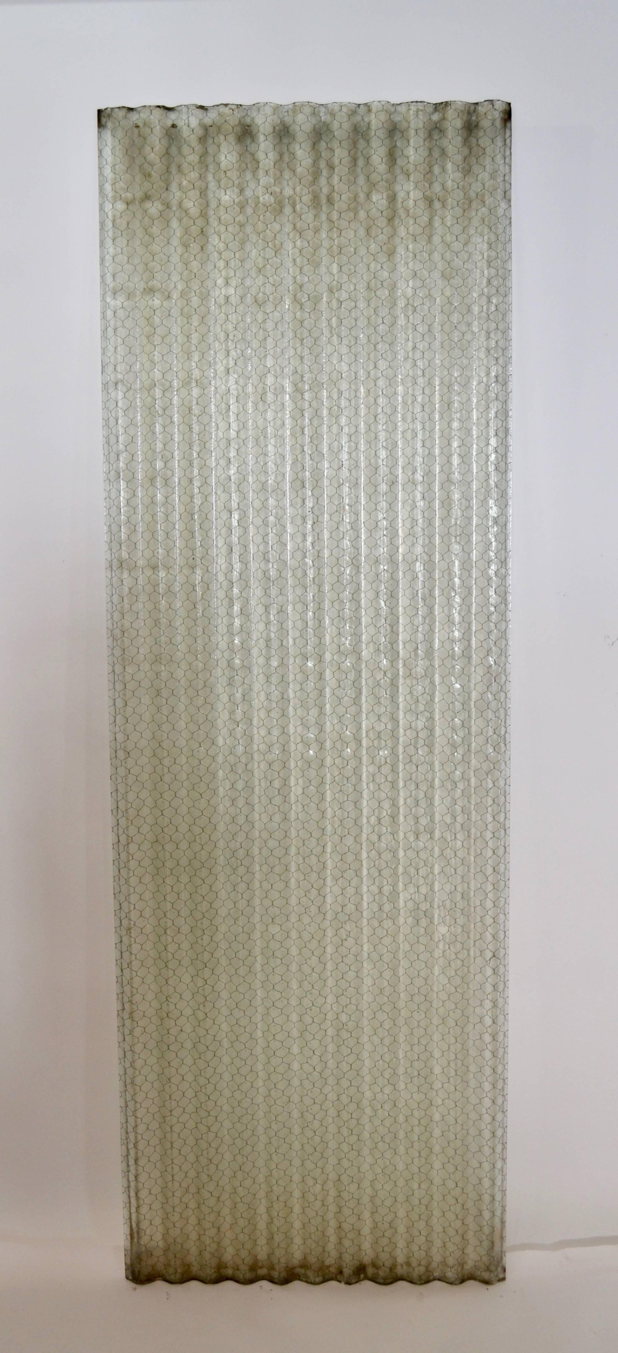 Corrugated Chicken Wire Glass Panels In Good Condition In Baltimore, MD