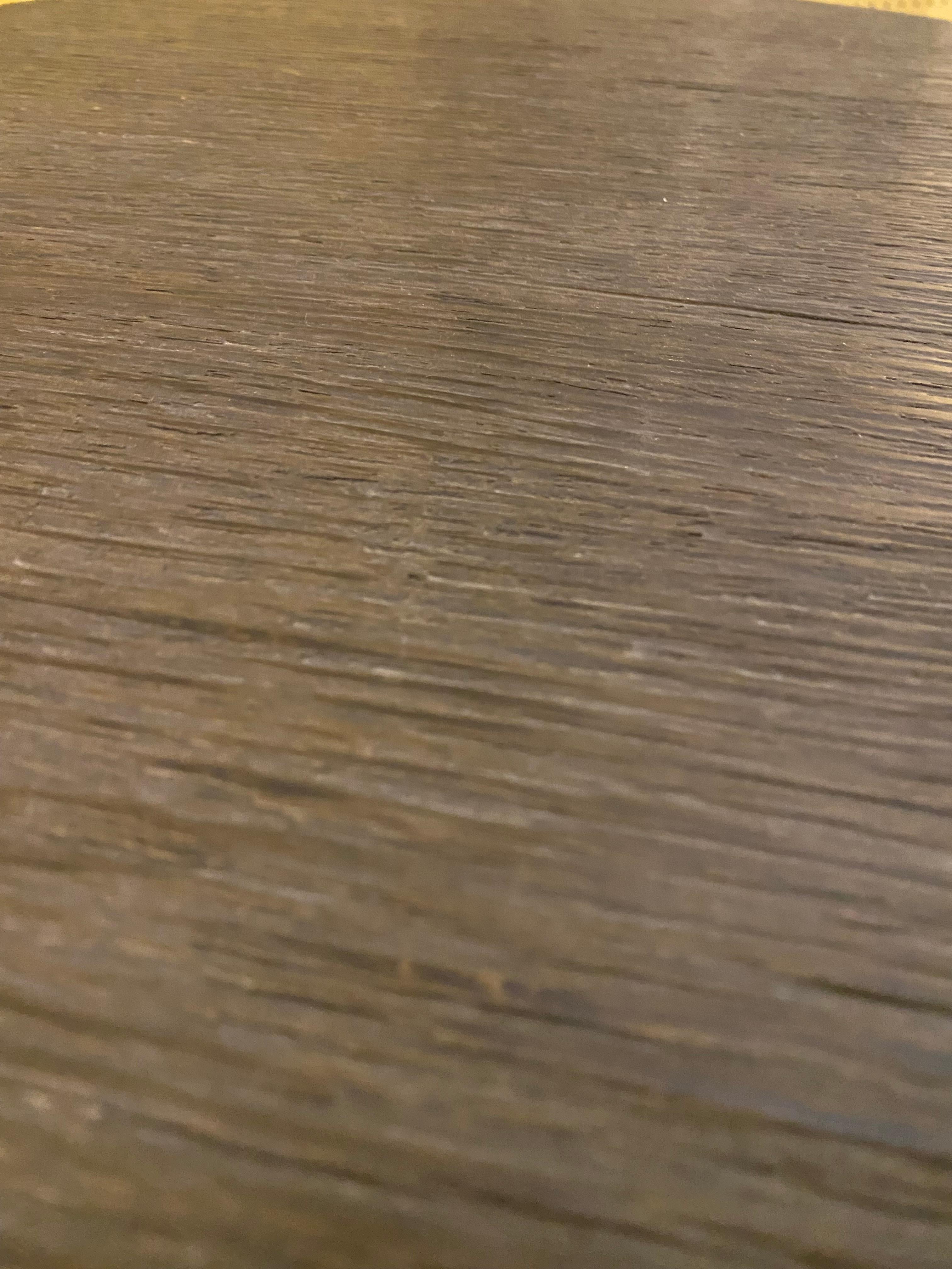 French Corrugated Cerused Oak Top on a Rust Color Steel Base Side Table For Sale
