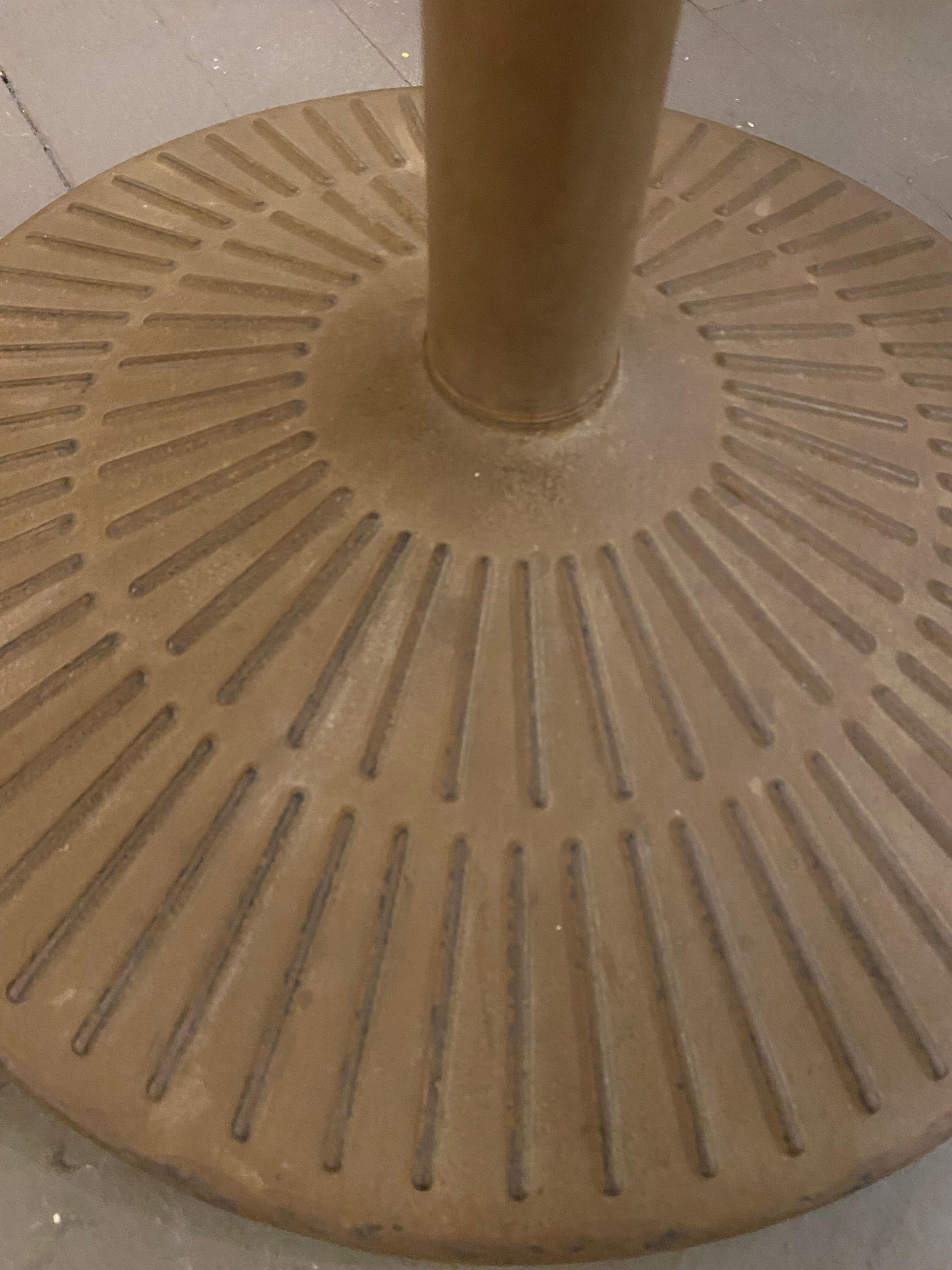 Corrugated Cerused Oak Top on a Rust Color Steel Base Side Table In Good Condition For Sale In Pasadena, CA