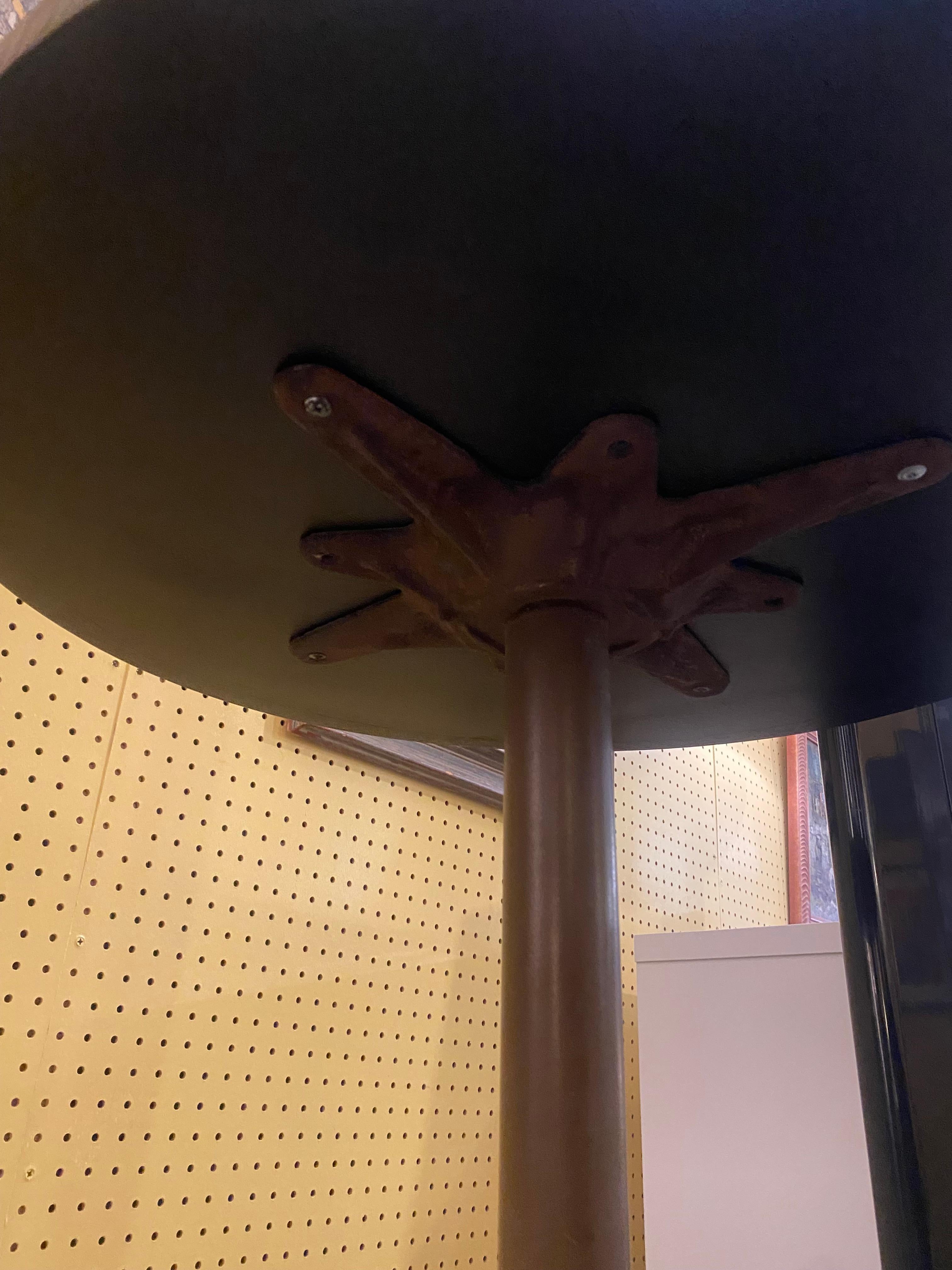 20th Century Corrugated Cerused Oak Top on a Rust Color Steel Base Side Table For Sale