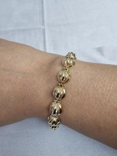 Corrugated Polished Half-Sphere Bracelet 14k Yellow Gold