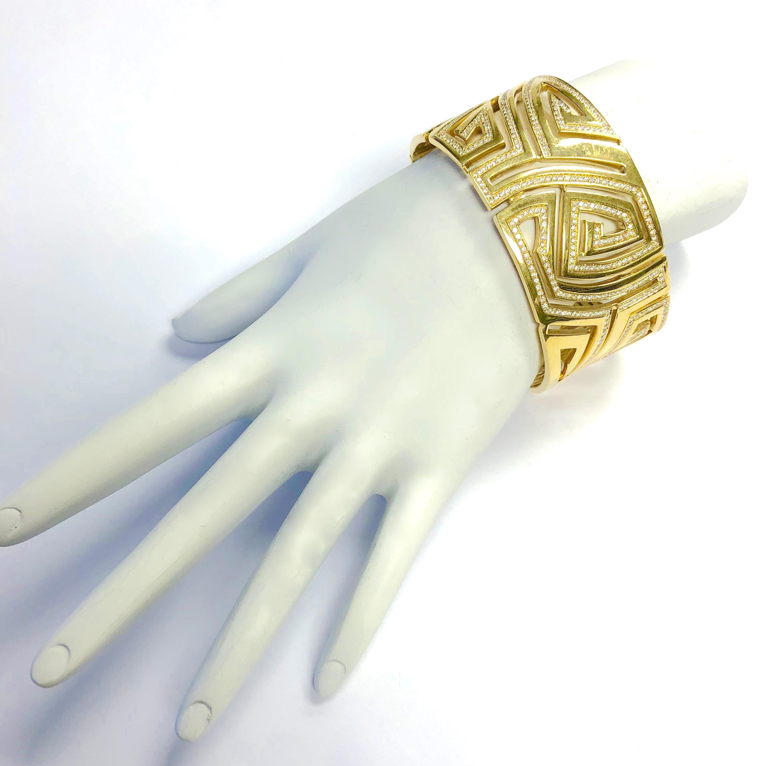 Corrupt Design Large Diamond Gold Cuff Bracelet For Sale 1
