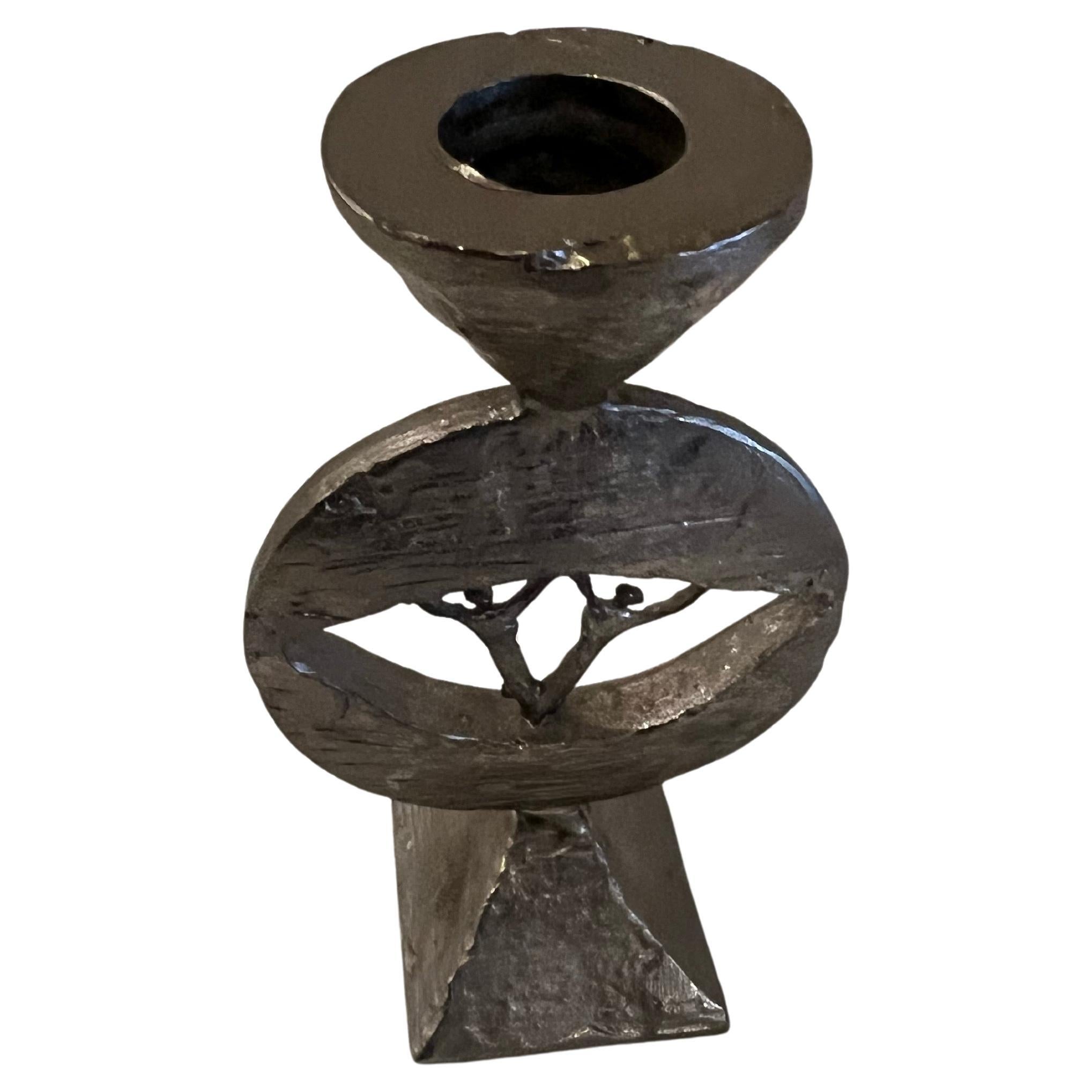 Corry Ammeriaan Brutalist Candlestick for Artihove, brutalist metal candle stick holder . rare piece by Dutch artist .