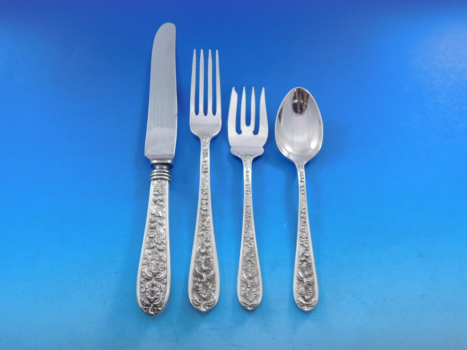 Corsage by Stieff Set de couverts en argent sterling pour 12 Service 89 pièces en vente 3