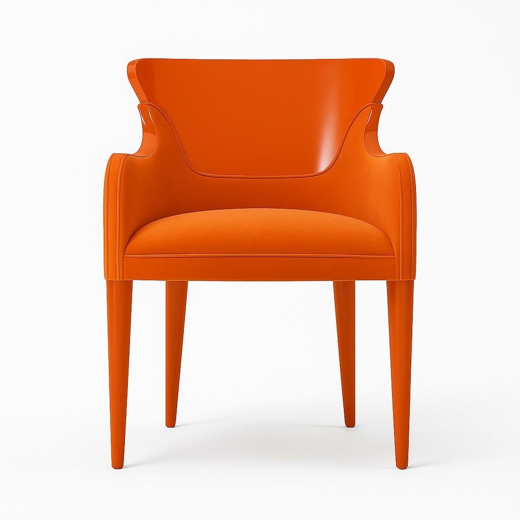 Wood Corset Dining Chair, Sculptural Contemporary Leather Chair with a Classic Twist For Sale