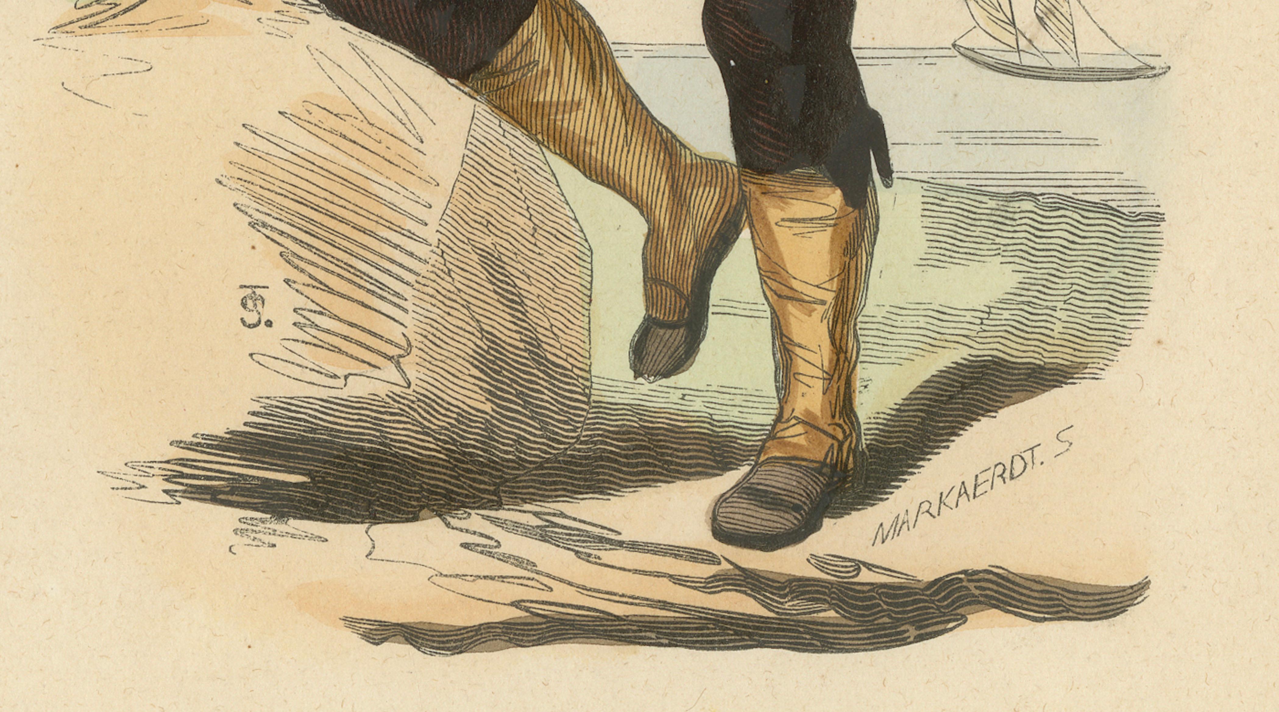Corsican Man with Firearm – Hand-Coloured Lithograph by Markaert, c.1845