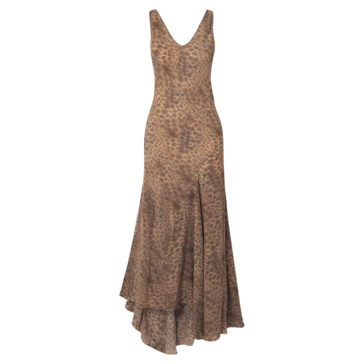 Cortana Felino Animal Print Silk Maxi Dress For Sale