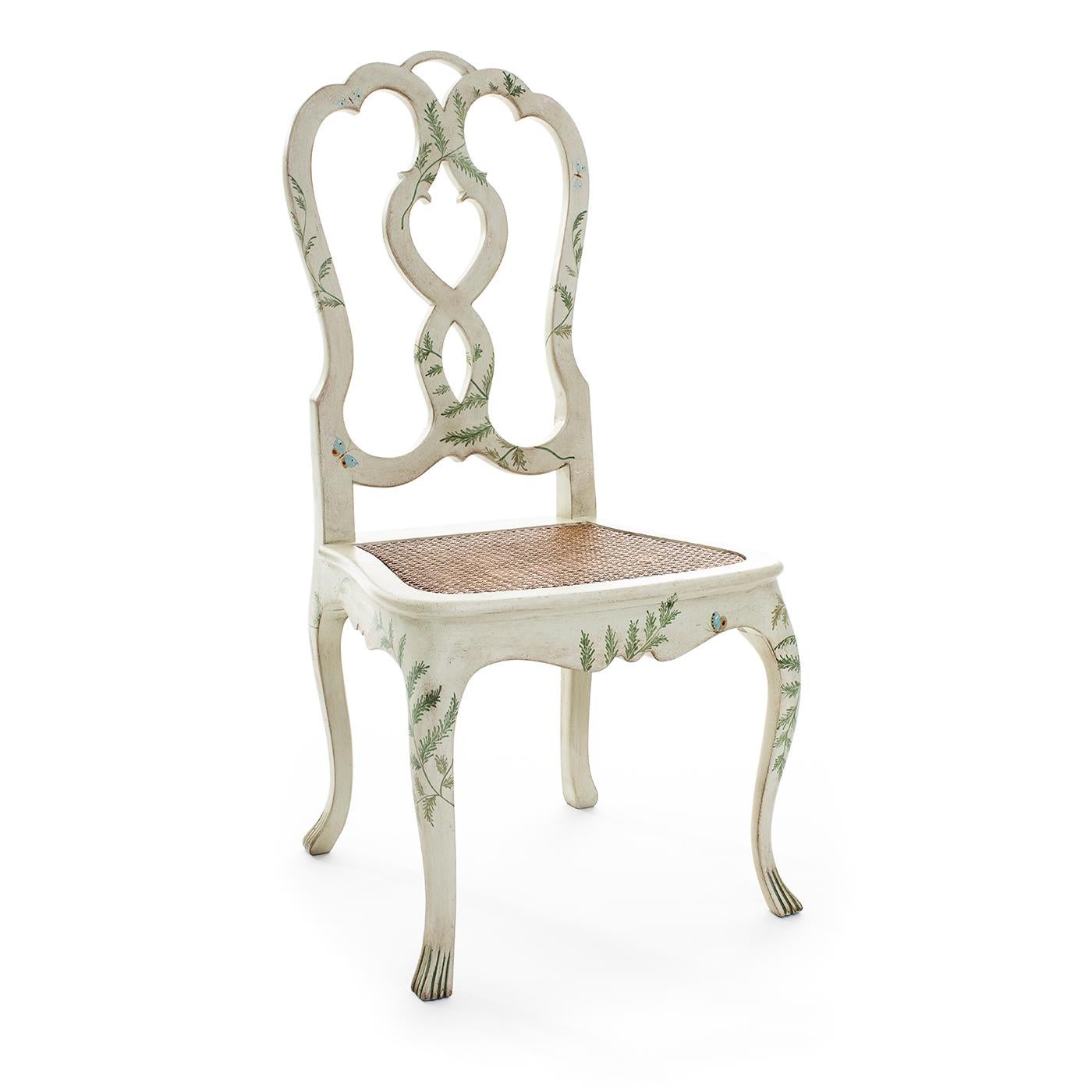 Contemporary Corte Green Ferns and Butterflies Dining Chair For Sale