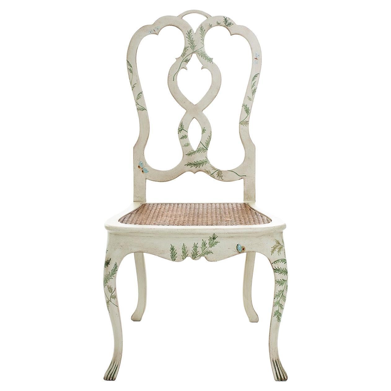 Corte Green Ferns and Butterflies Dining Chair For Sale