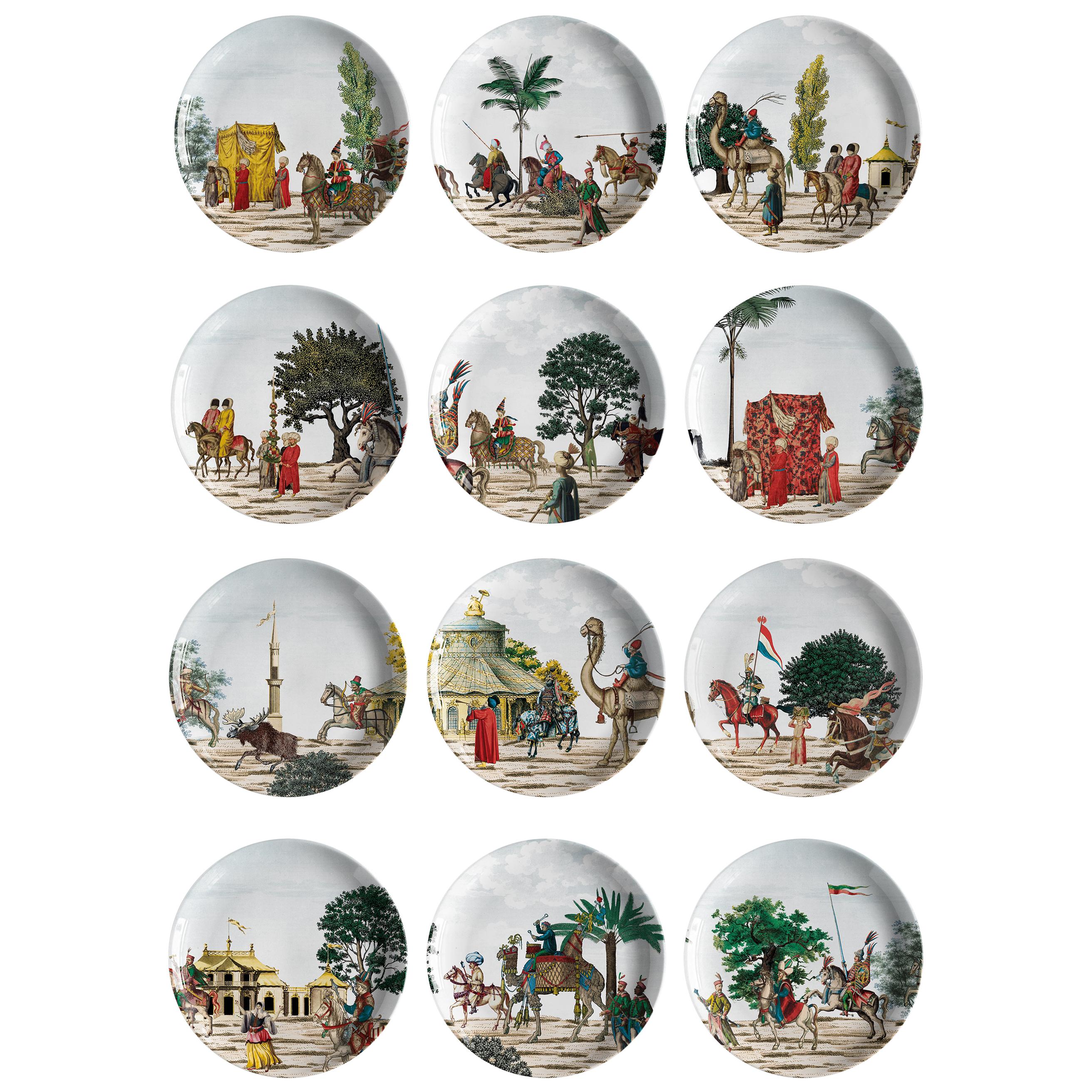 Corteo Porcelain Set of 12 Dinner Plates Made in Italy