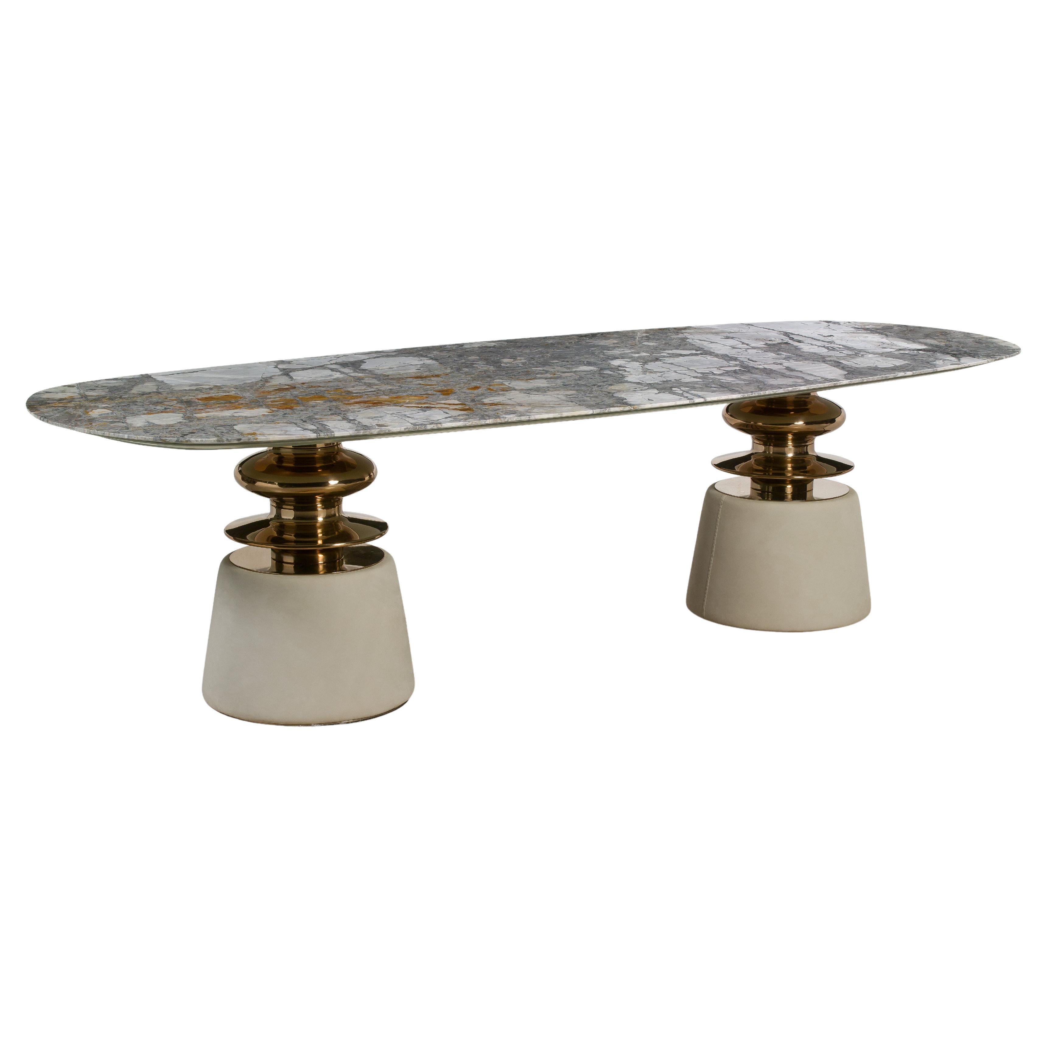 Cortes, table de salle à manger avec plateau en marbre en vente