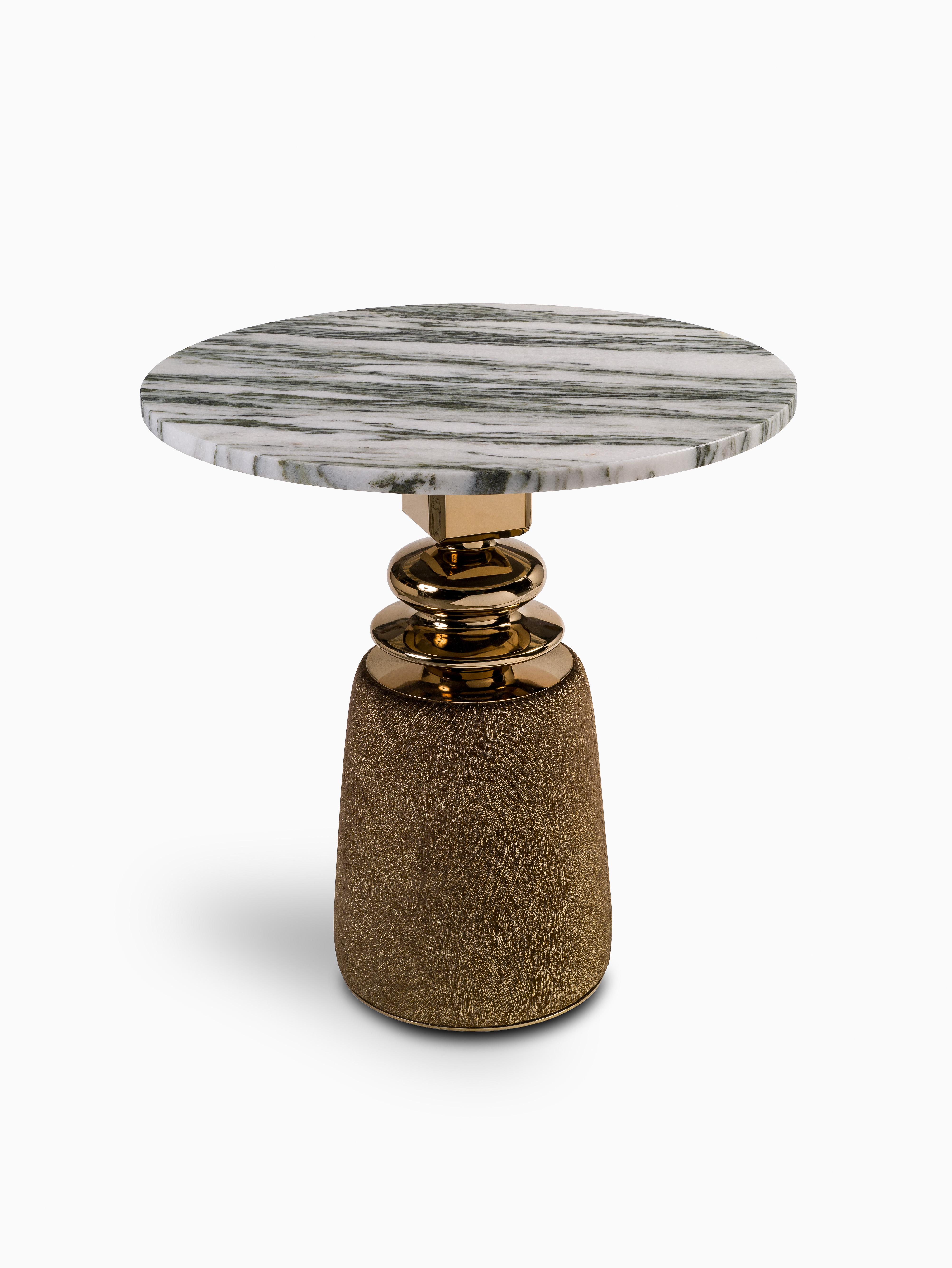 Cortes, table d'appoint ronde avec plateau en marbre Neuf - En vente à Barlassina, Monza-Brianza