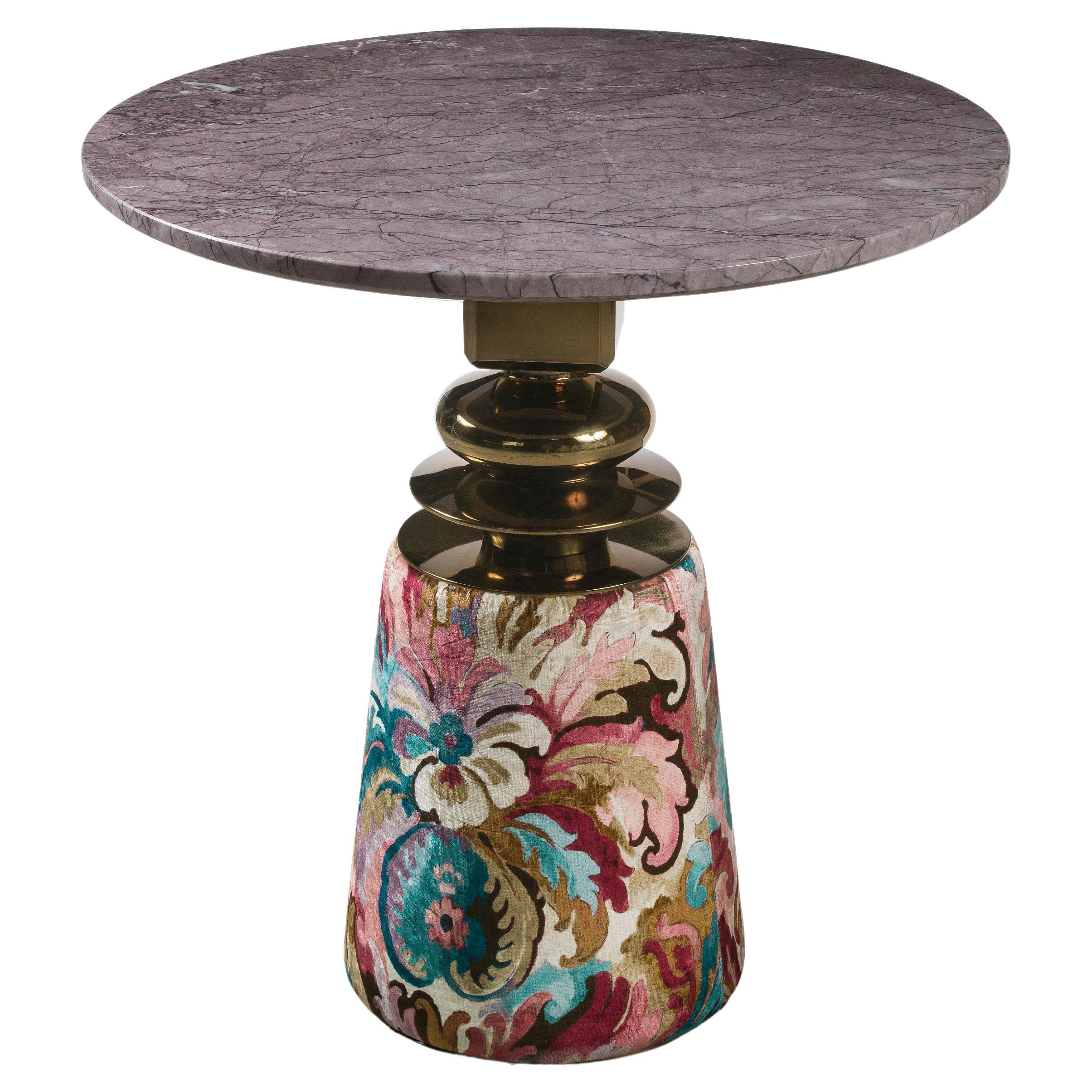 Cortes, Round Side Table with Marble Top