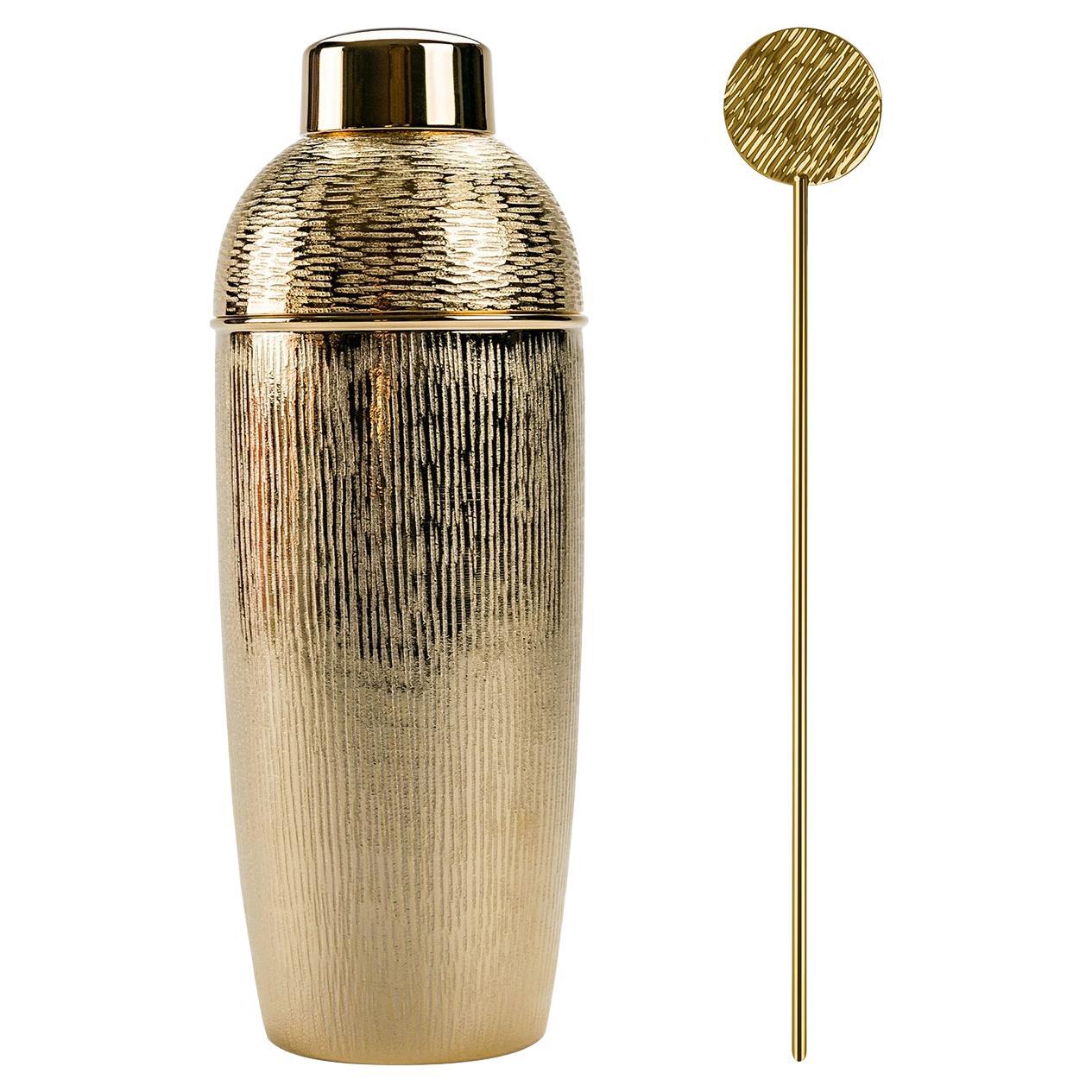 Juego de 2 piezas de coctelera y mezclador de latón dorado de Zanetto