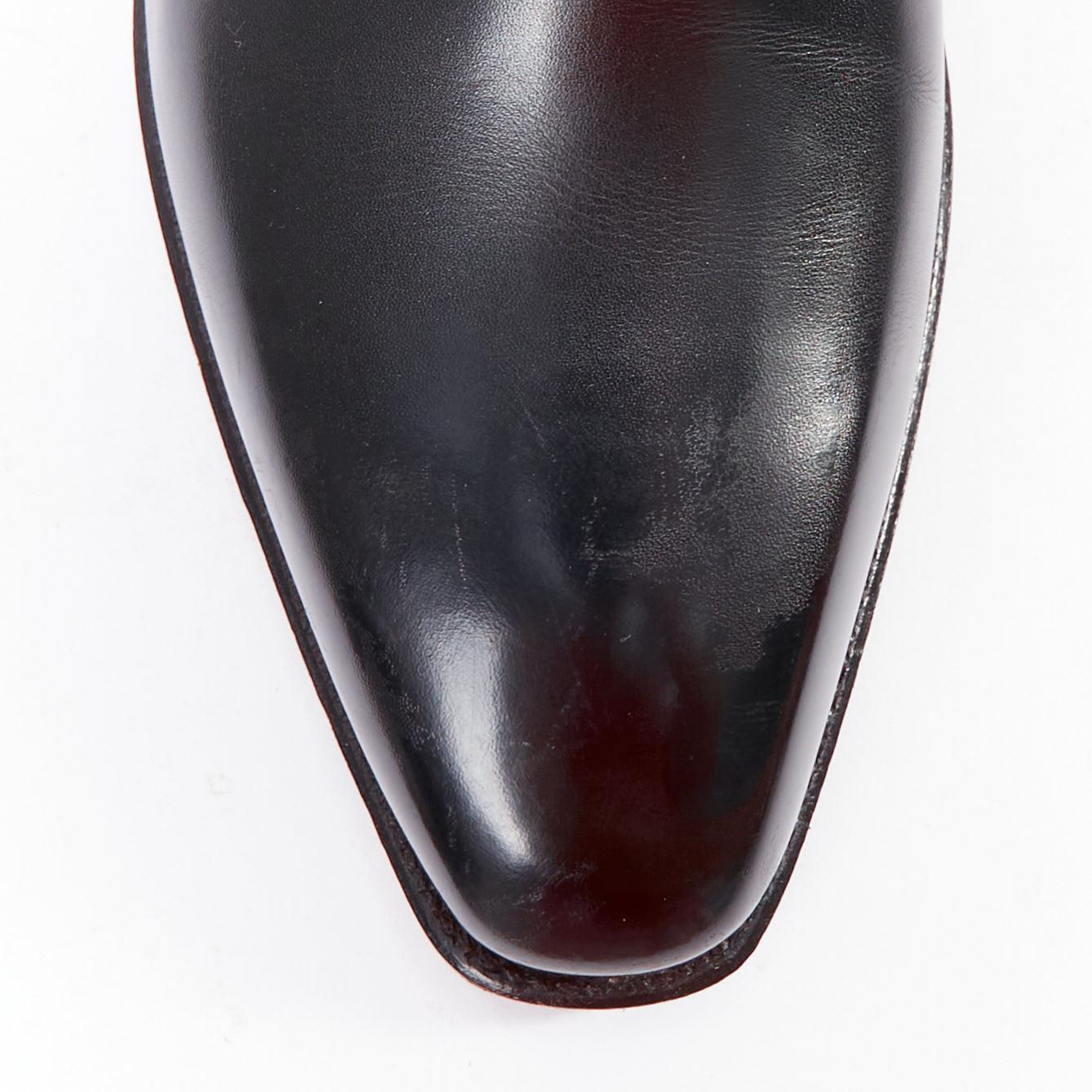 CORTHAY Sade black scaled leather trim smooth derby loafers UK8.5 EU41.5 For Sale 1