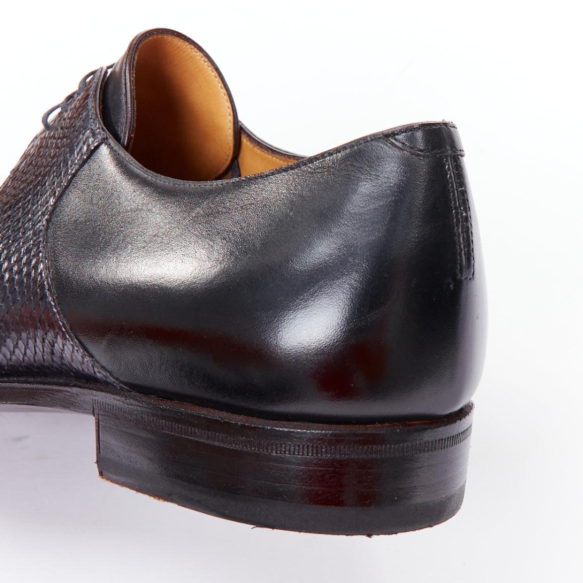 CORTHAY Sade black scaled leather trim smooth derby loafers UK8.5 EU41.5 For Sale 3