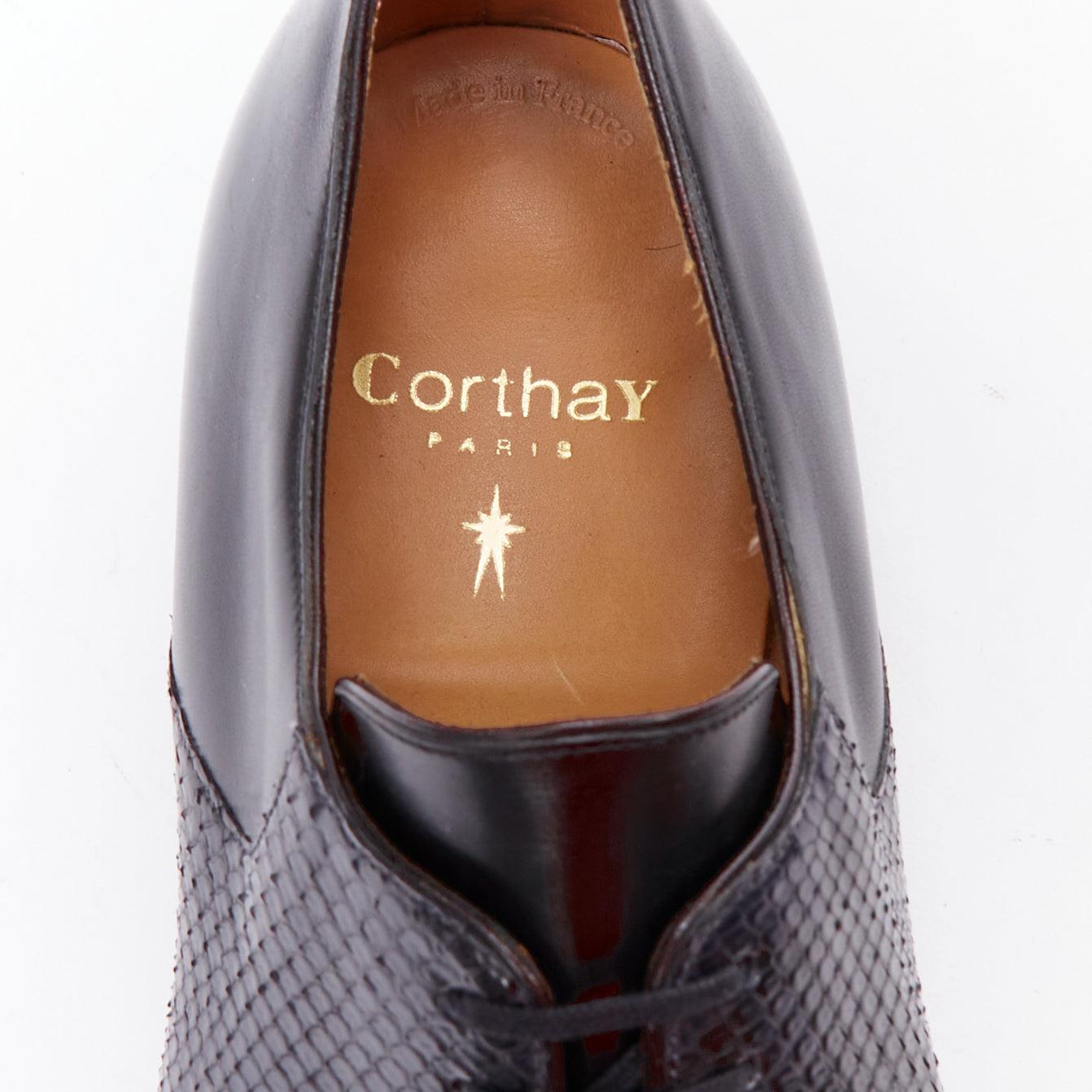 CORTHAY Sade black scaled leather trim smooth derby loafers UK8.5 EU41.5 For Sale 4