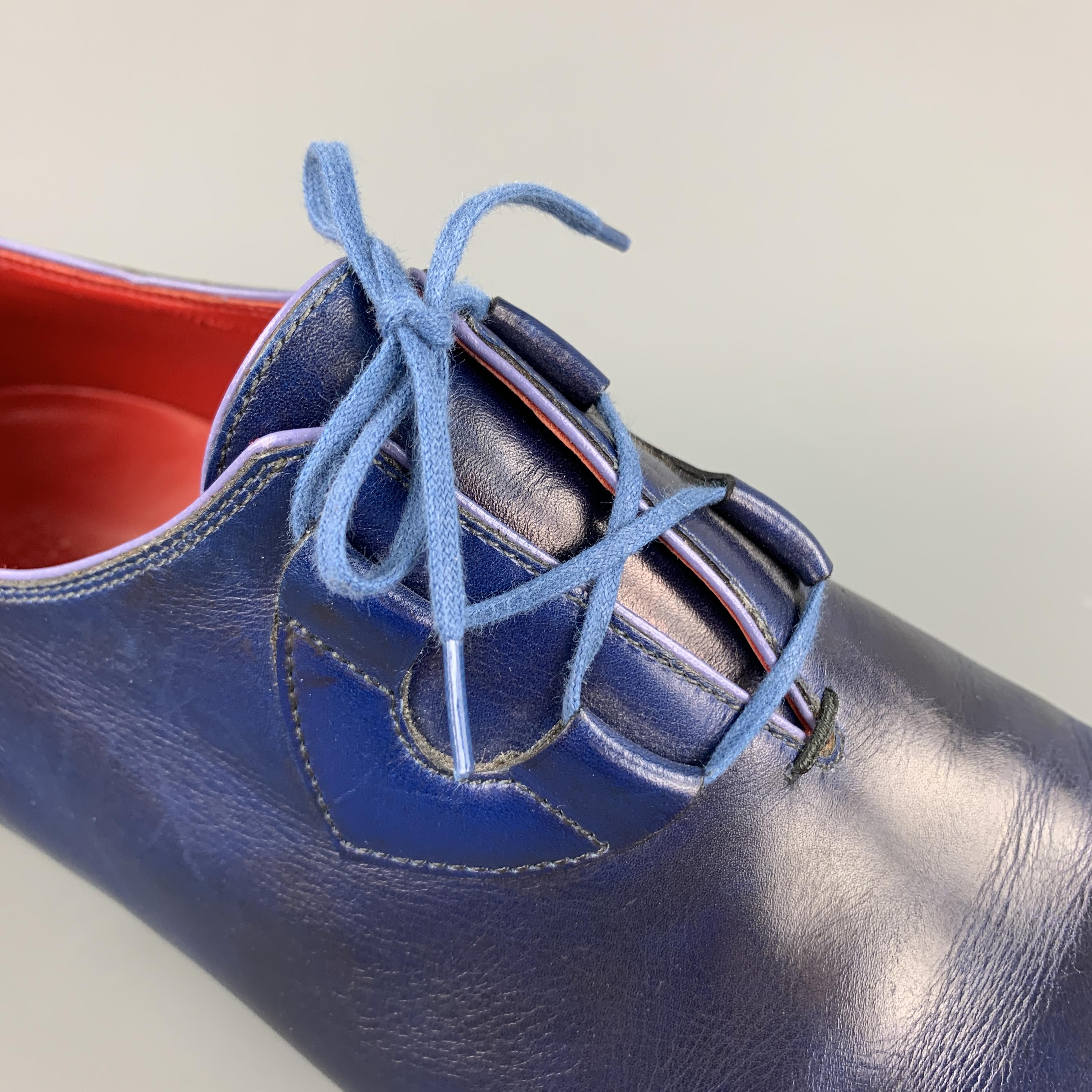 CORTHAY SERGIO dress shoes come in antique effect blue leather with a lace up front. With box & shoe trees. Made in France.

Excellent Pre-Owned Condition.
Marked: 10.5

Outsole: 11.75 x 4 in.
