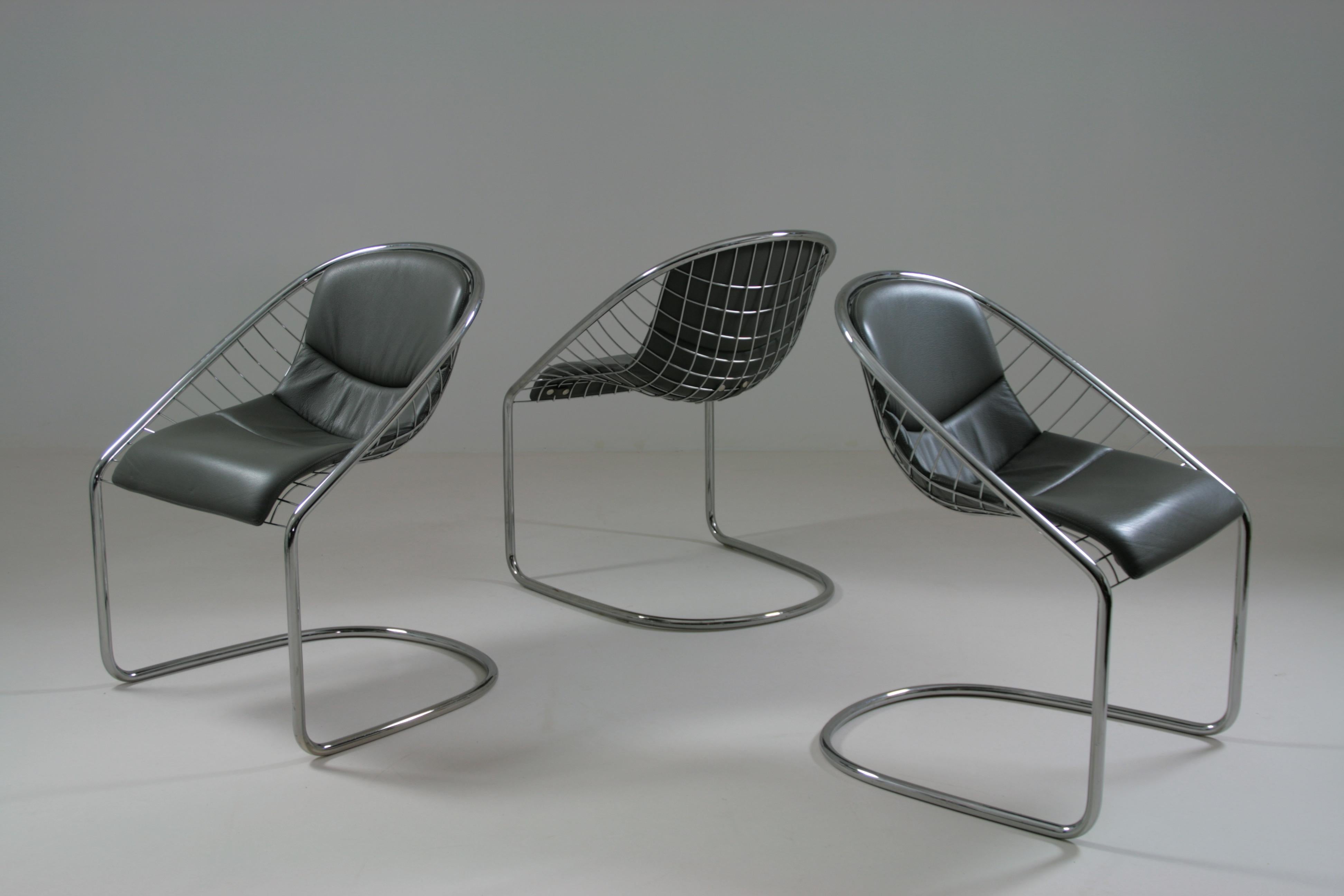 Steel Cortina Chairs by Gordon Guillaumier for Minotti, 2000s, Set of 3