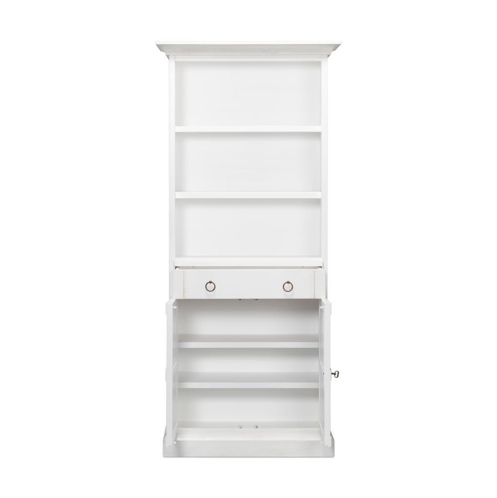 American Classical Cortina White Colonial Bookcase For Sale
