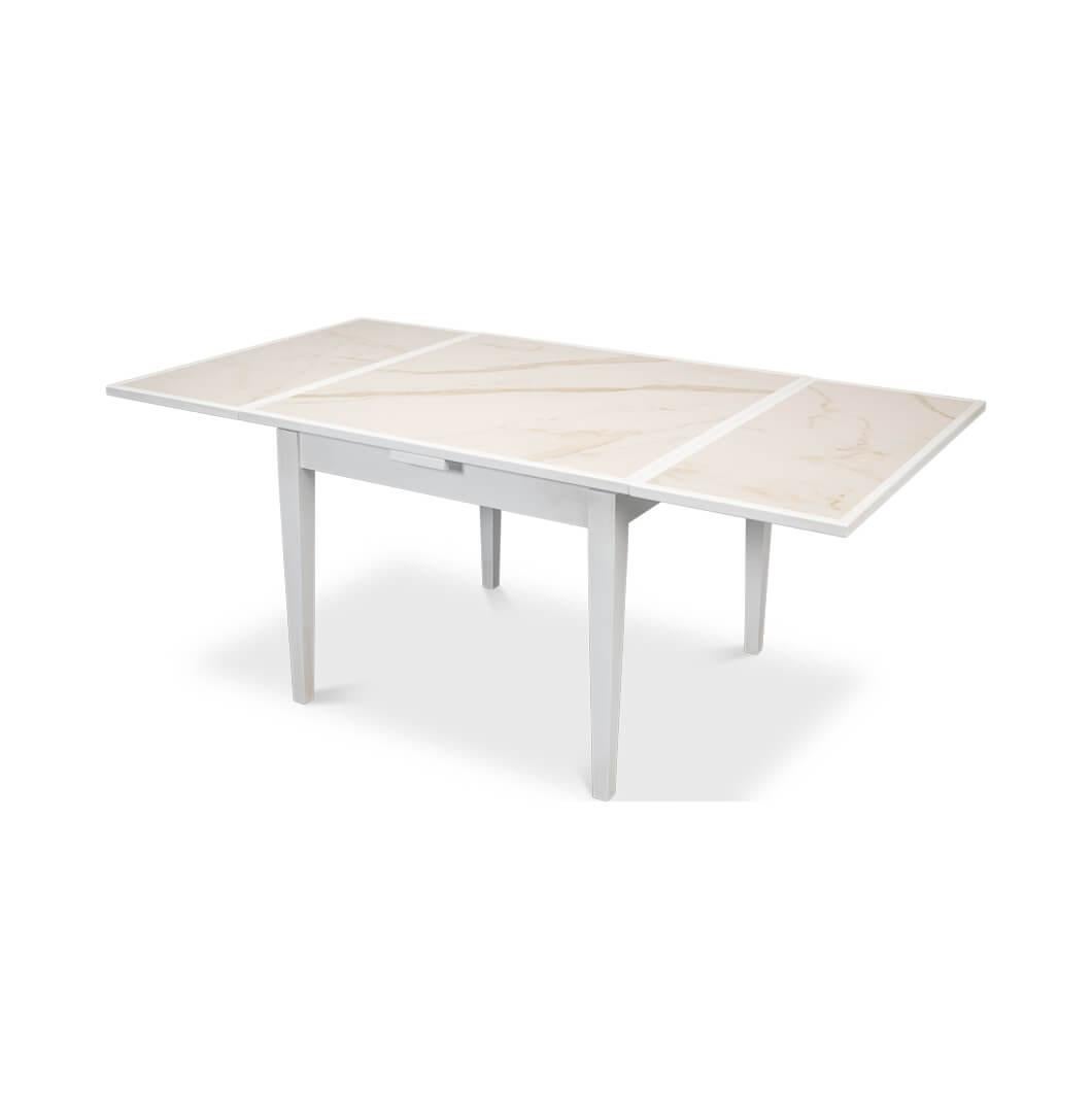 Contemporary Cortina White Italian Draw Leaf Table For Sale