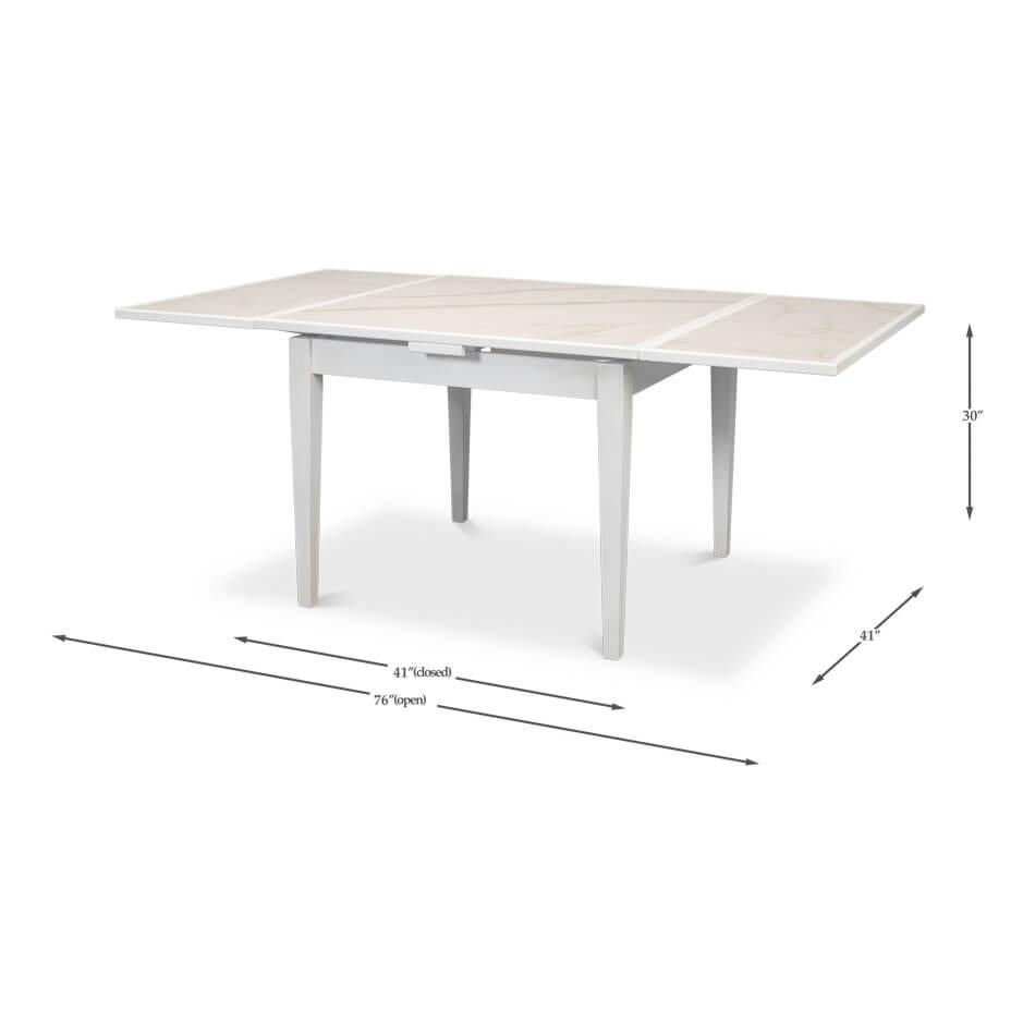 Cortina White Italian Draw Leaf Table For Sale 1