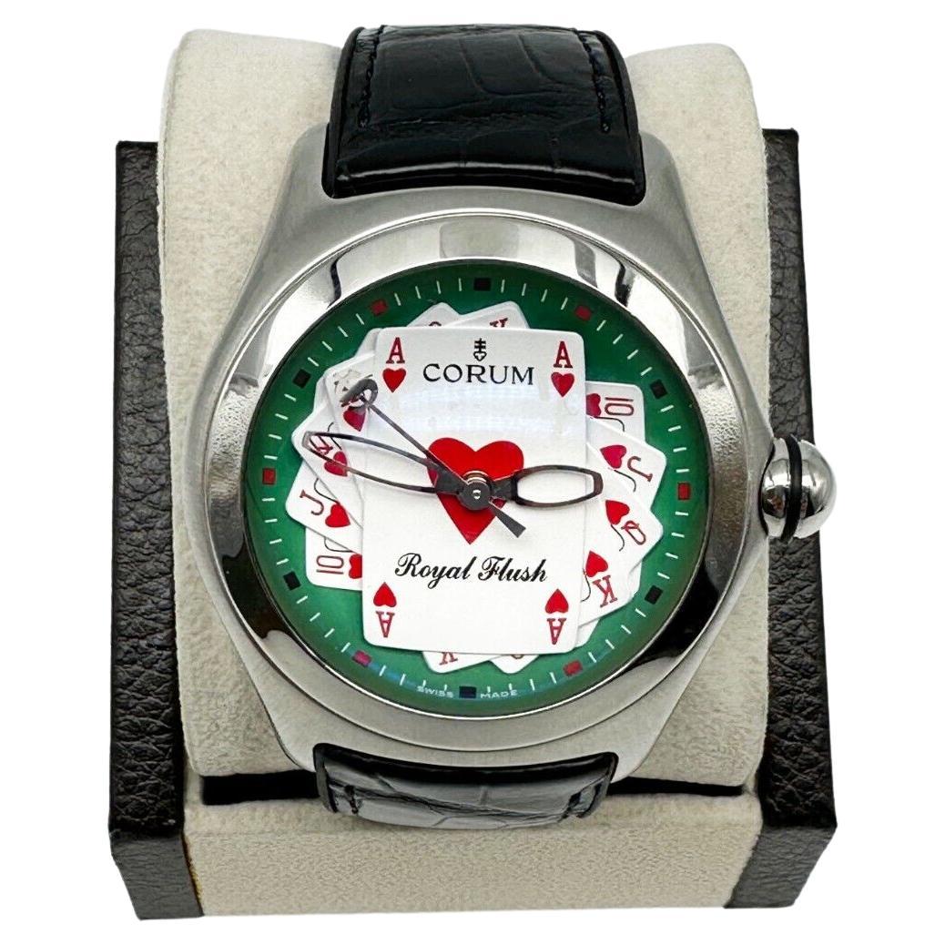 Corum Bubble Royal Flush 082.170.20 Steel Black Leather Box Paper, 2006