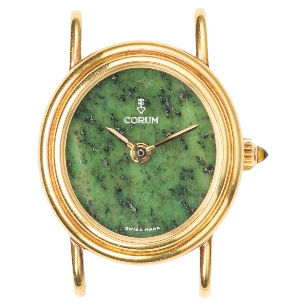 Corum 15676 Jade Zifferblatt Doppelt gestuft 18k YG 1970er im Angebot