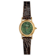 Corum 15676 Jade Dial Double Stepped 18k YG 1970s