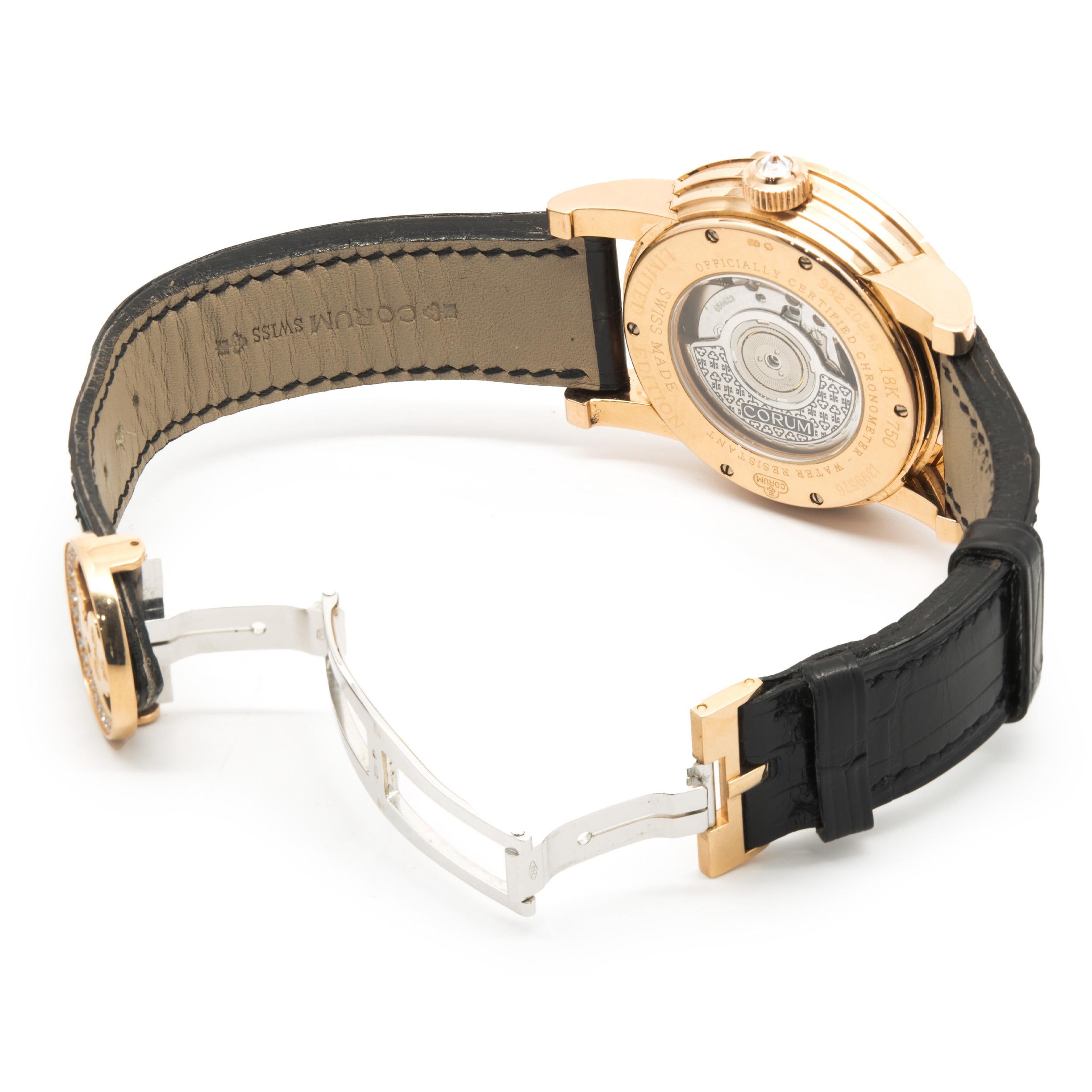Men's Corum 18 Karat Yellow Gold Artisan Purple Dragon Painted Dial