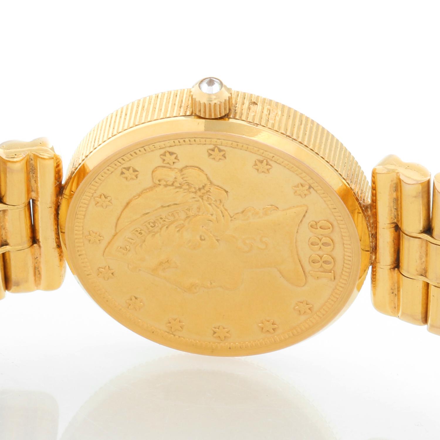 Corum 18 Karat Yellow Gold Coin Ladies Watch In Excellent Condition In Dallas, TX