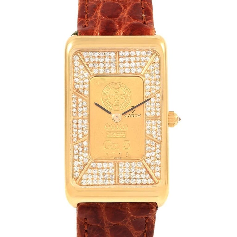Corum 18 Karat Gelbgold Diamant-Uhr mit Gramm-Ingot bei