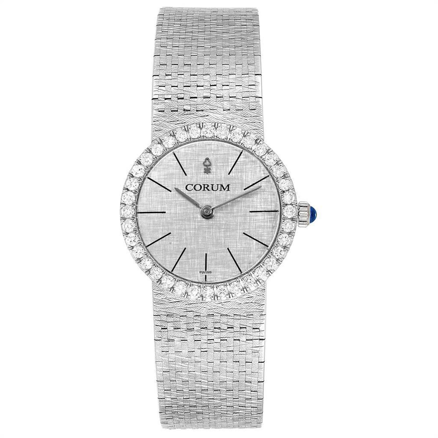 Corum 18 Karat0 White Gold Diamond Vintage Coctail Ladies Watch For Sale At 1stdibs