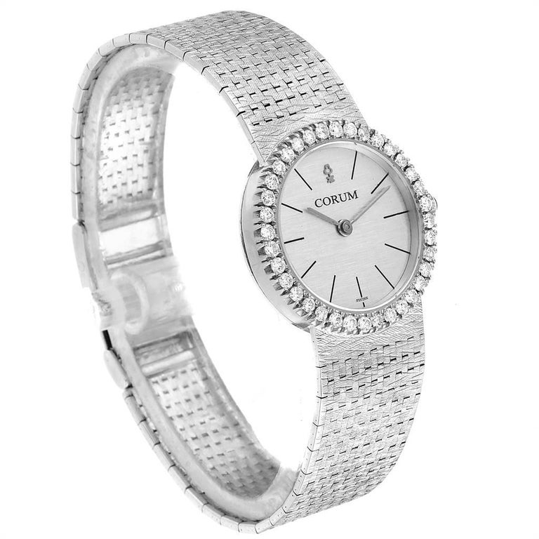Corum 18 Karat0 White Gold Diamond Vintage Coctail Ladies Watch For Sale At 1stdibs