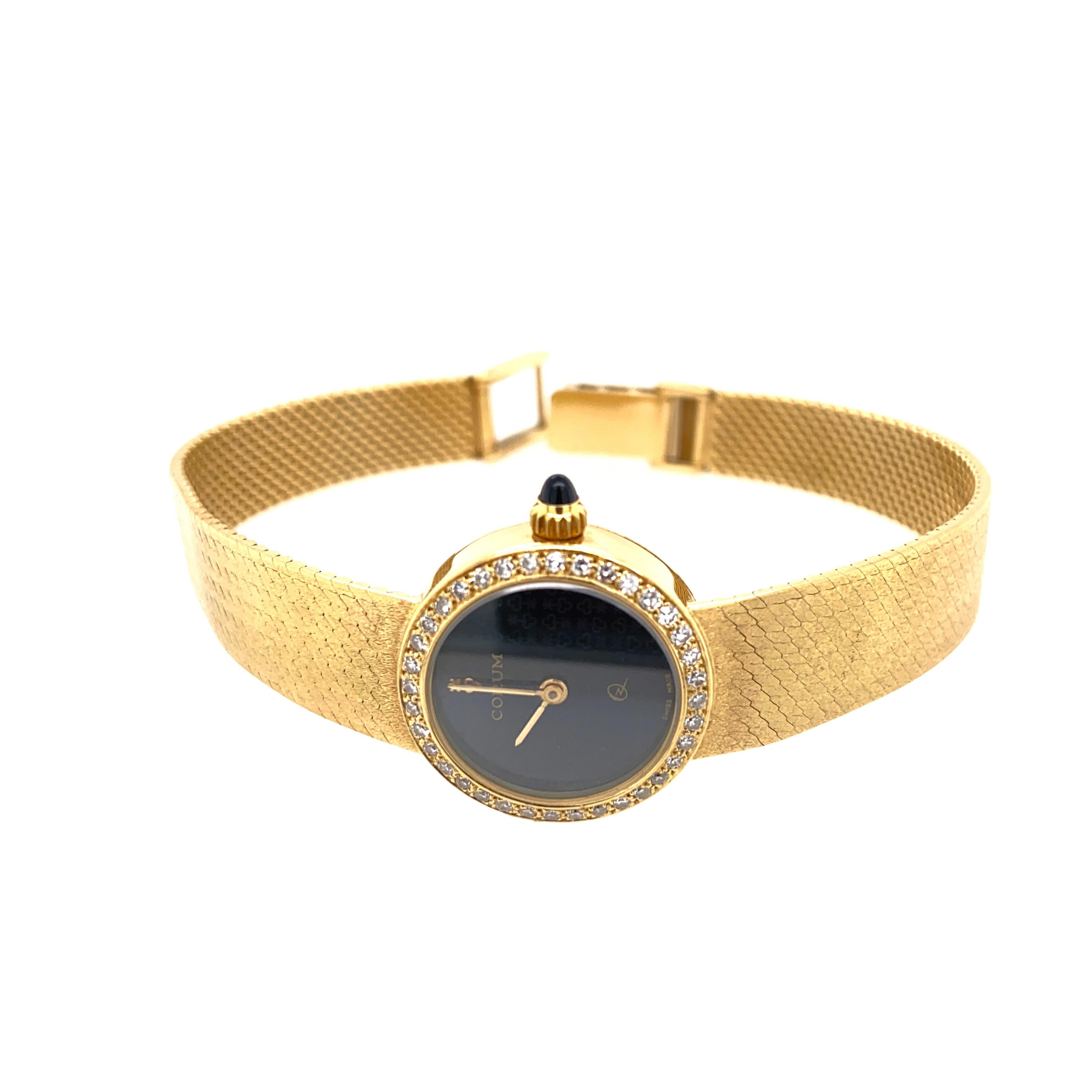 Corum 18 Karat Yellow Gold Diamond Watch In Excellent Condition For Sale In New York, NY