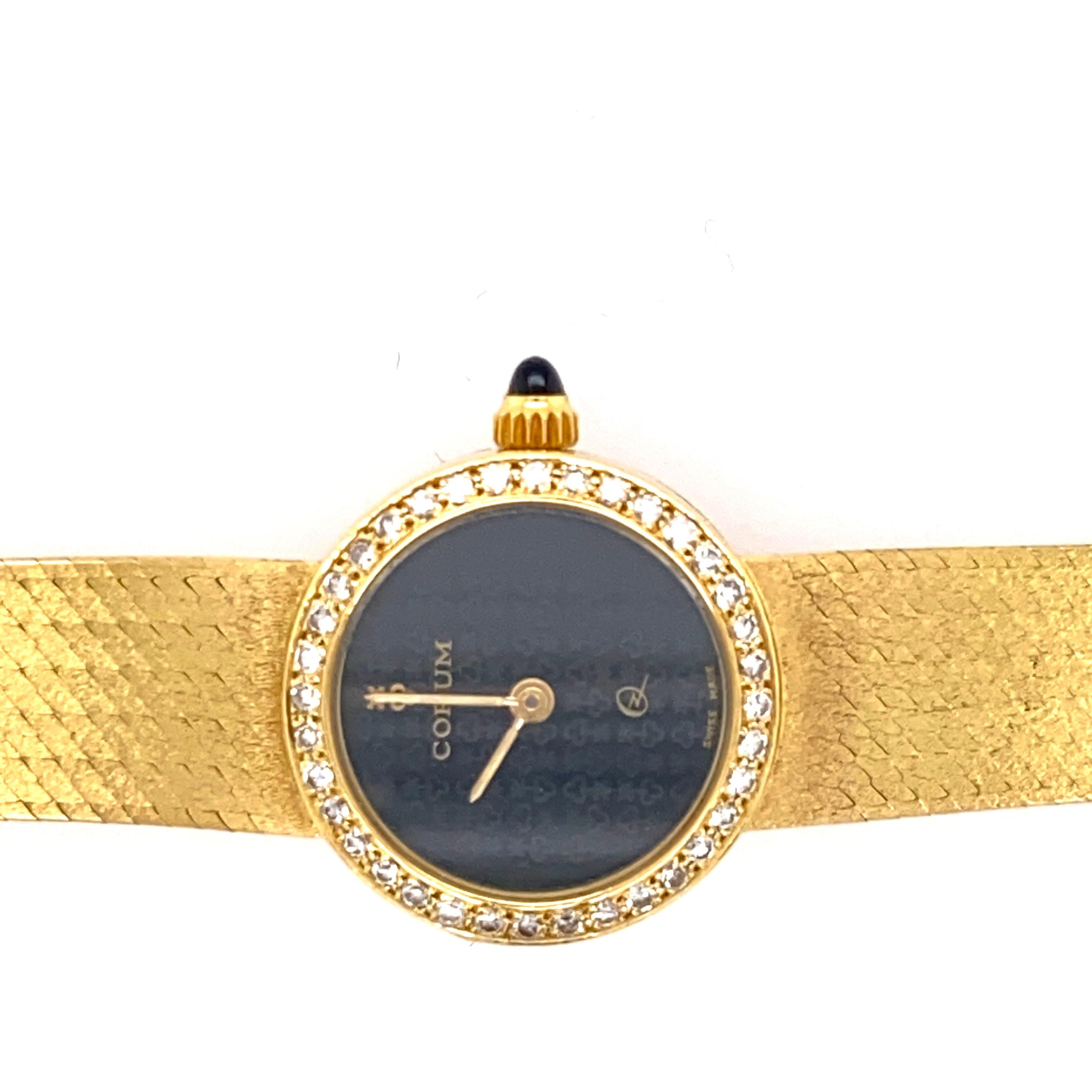 Women's Corum 18 Karat Yellow Gold Diamond Watch For Sale