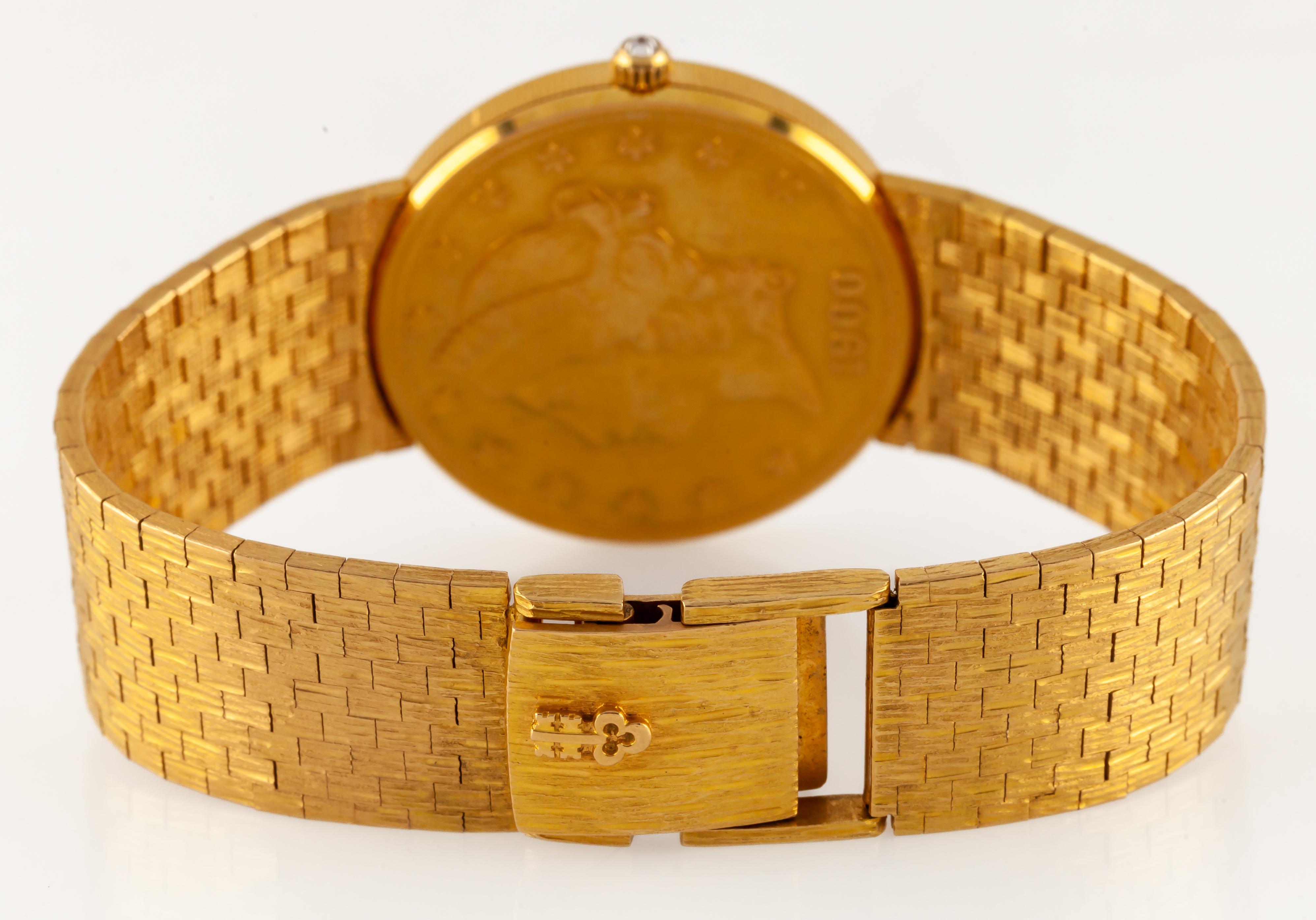 Corum 18k Yellow Gold Double Eagle Quartz Watch w/ Original Band For Sale 1
