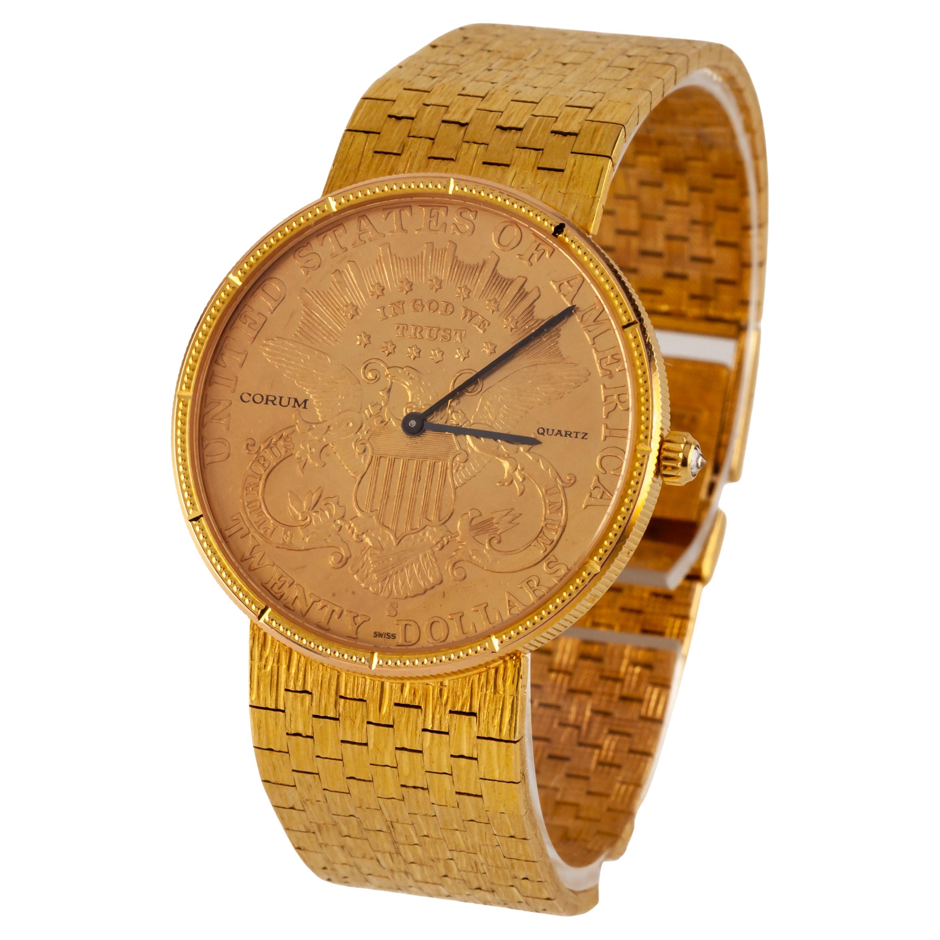 Corum 18k Yellow Gold Double Eagle Quartz Watch w/ Original Band