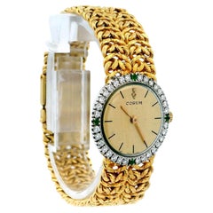Corum 18K Yellow Gold & Emerald Bezel Mech-Mesh Bracelet