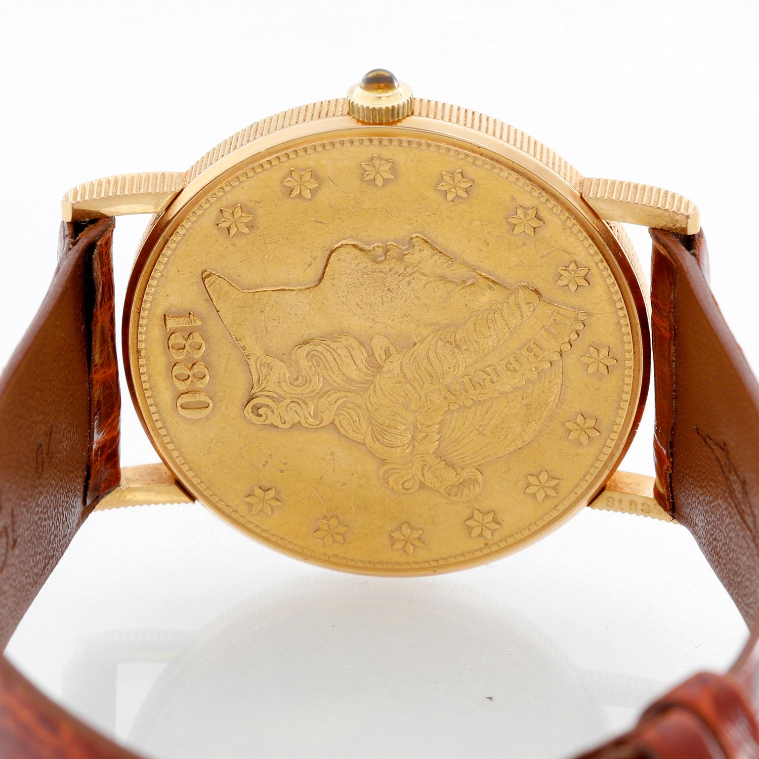 Corum $20 1880 Liberty Double Eagle Gold Coin Men's Quartz Watch In Excellent Condition In Dallas, TX