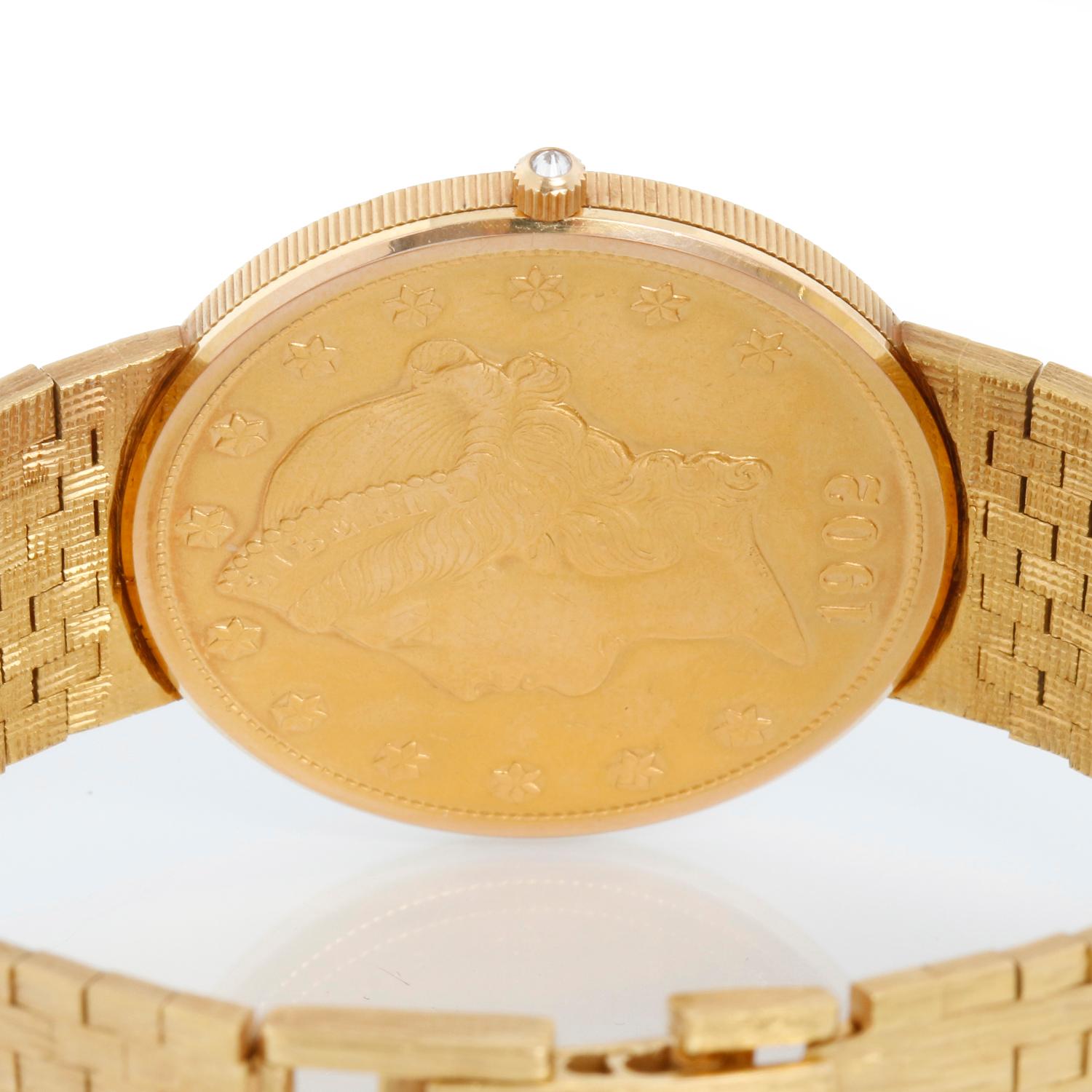 Corum $20 18k Liberty Gold Coin Men's 1902 Quartz Watch For Sale 3