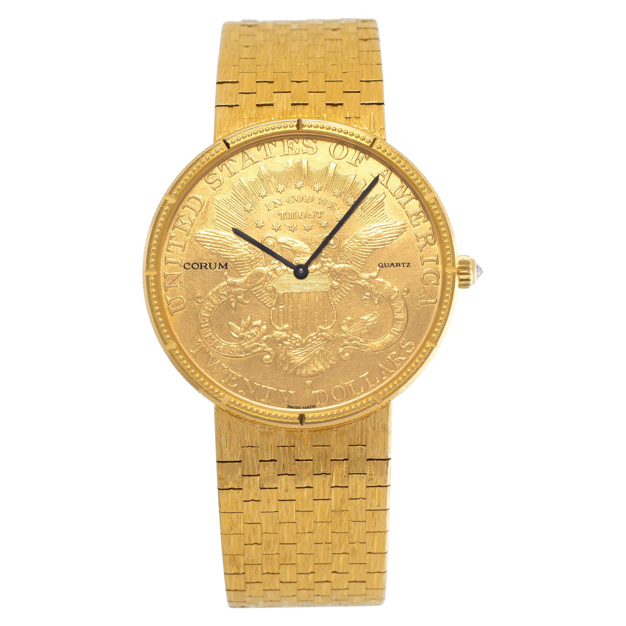 Corum $20 Coin Quartz Wristwatch w/ Diamond Crown and Mesh Bracelet Ref 5014556