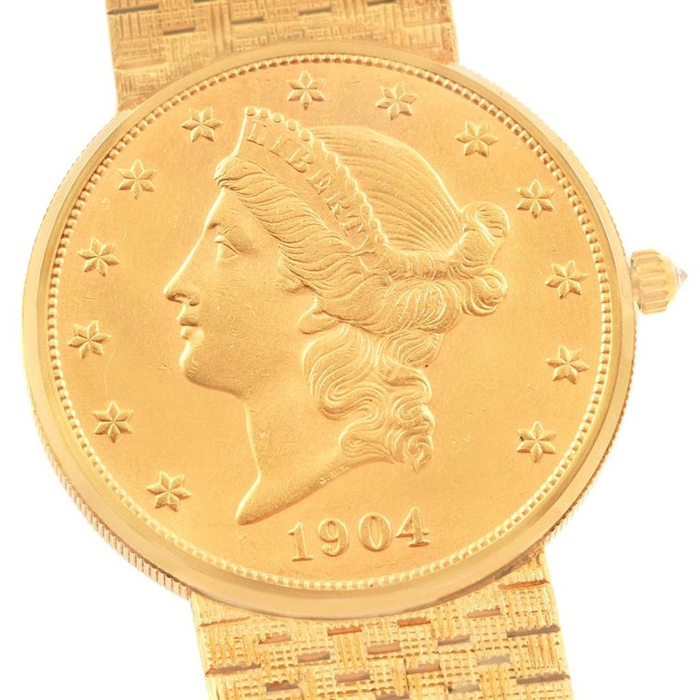 Corum 20 Dollars Double Eagle Yellow Gold Coin Year 1904 Mens Watch