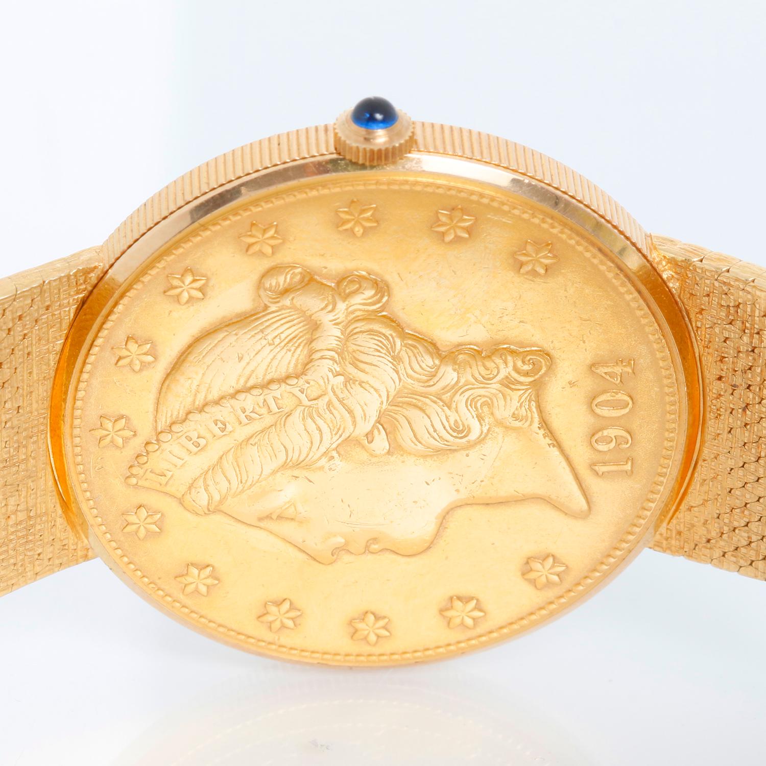 Orologio al quarzo Corum da uomo 36 mm con moneta d'oro da 20 dollari Liberty Double Eagle In condizioni buone a Dallas, TX