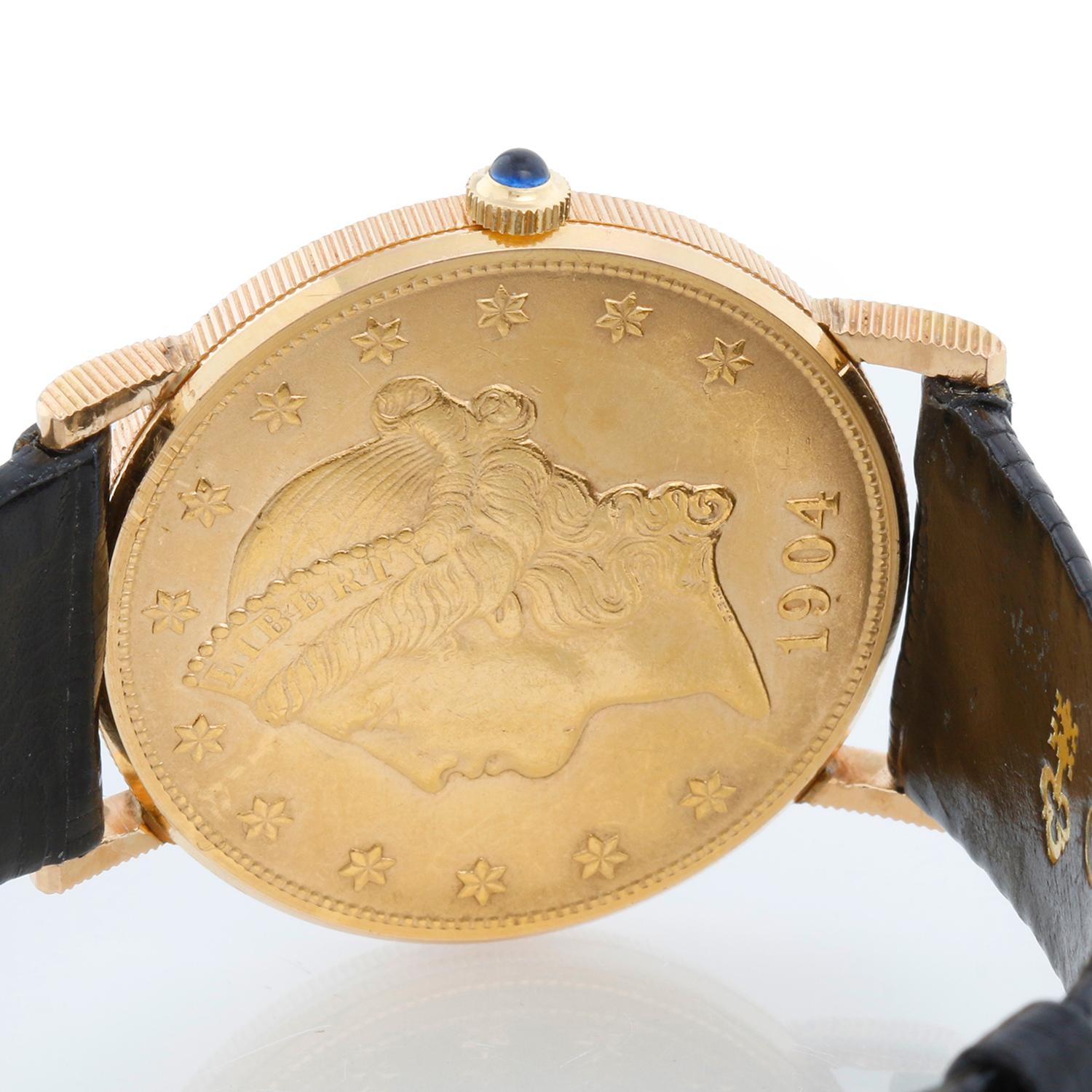 Corum $20 Liberty Gold Coin Men's 1904 Quartz Watch For Sale 1